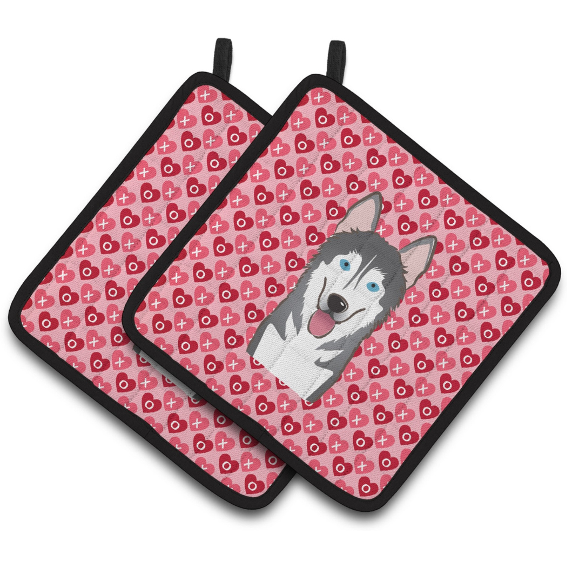 &quotCaroline's Treasures Alaskan Malamute Hearts Pair of Pot Holders, 7.5HX7.5W, Multicolor"