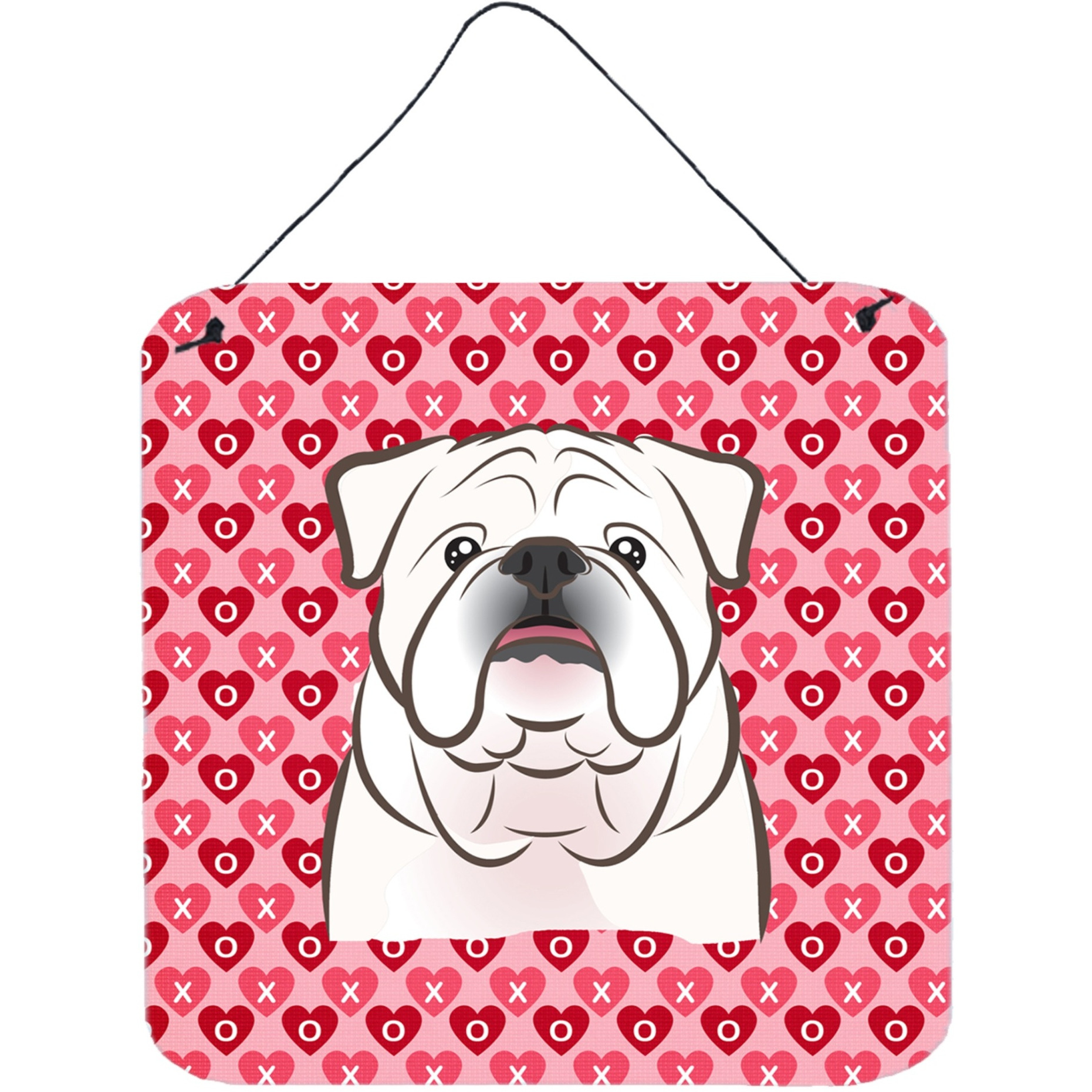&quotCaroline's Treasures White English Bulldog Hearts Metal Print, 6 H x 6 W, Multicolor"