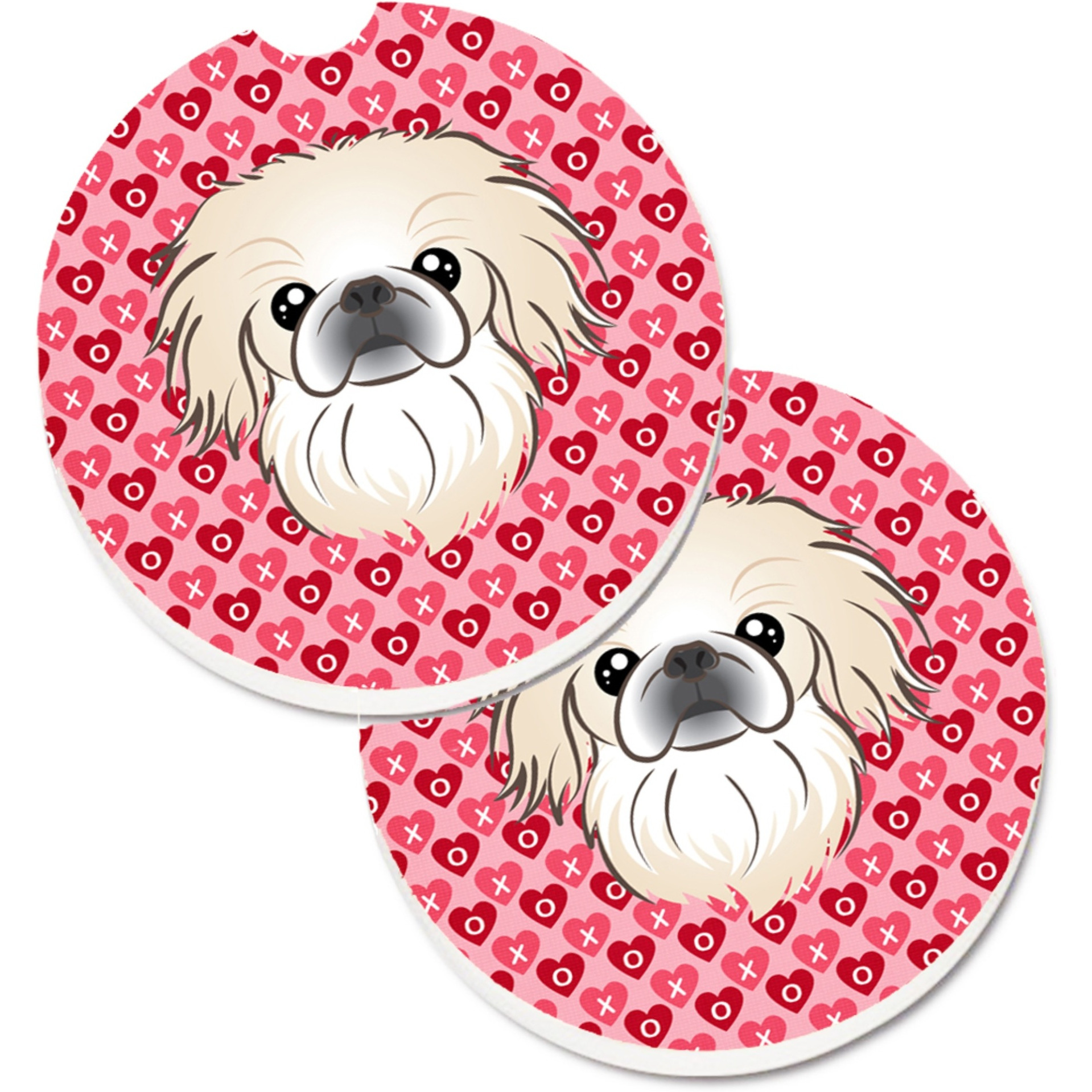 &quotCaroline's Treasures Pekingese Hearts Set of 2 Cup Holder Car Coasters, 2.56, Multicolor"