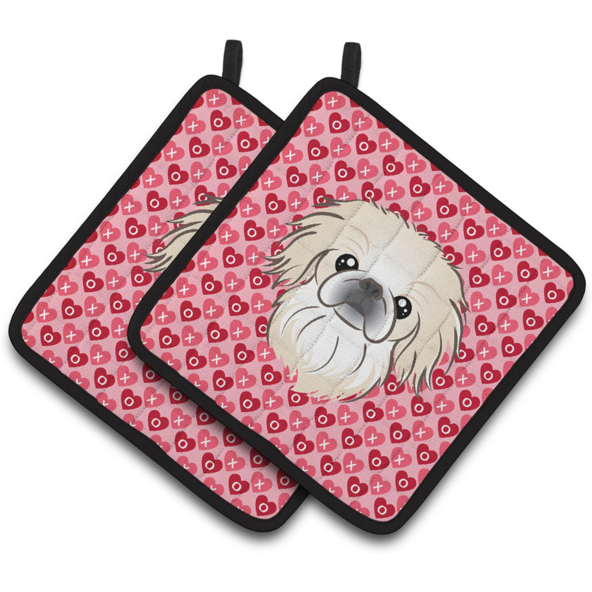 &quotCaroline's Treasures Pekingese Hearts Pair of Pot Holders, 7.5HX7.5W, Multicolor"