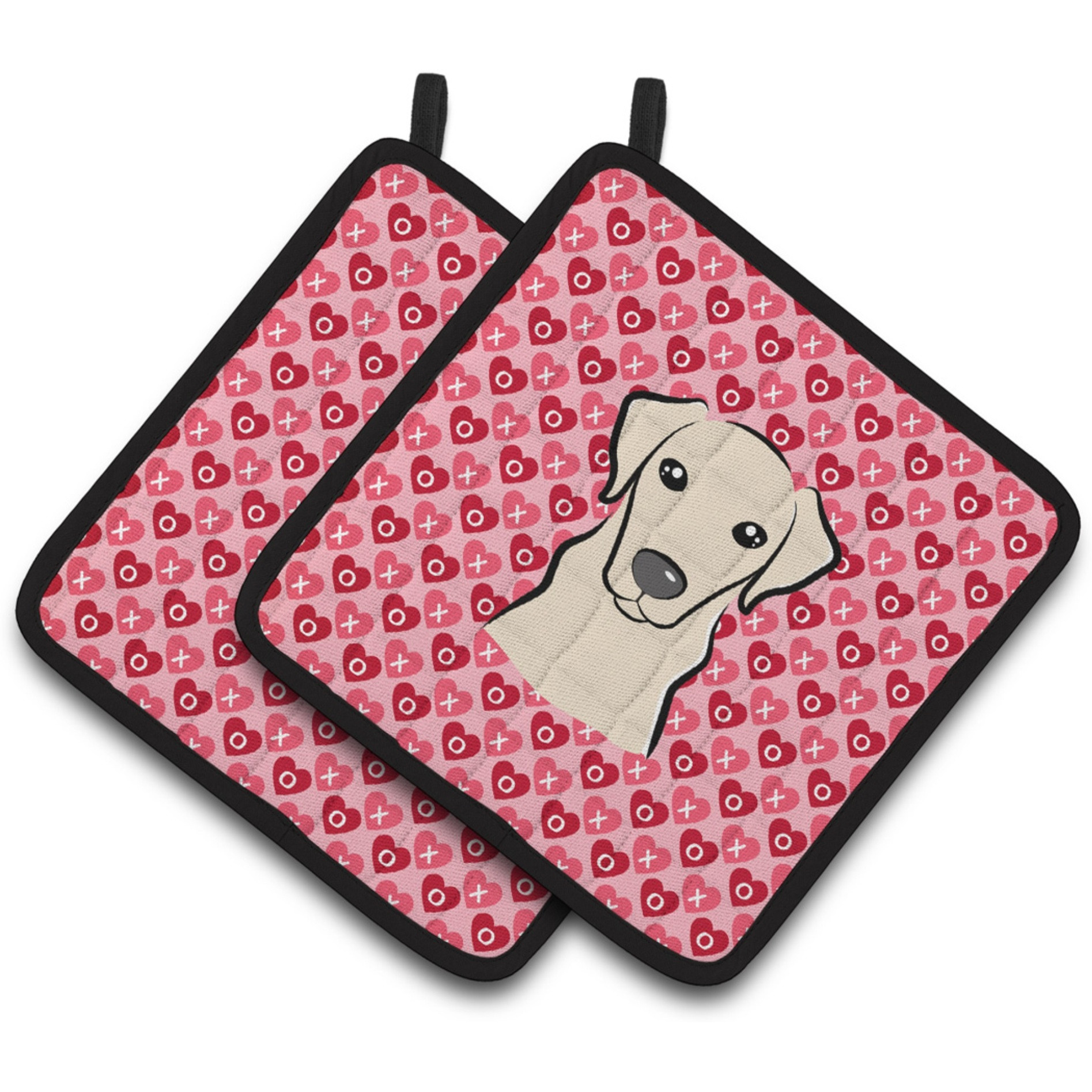 &quotCaroline's Treasures Yellow Labrador Hearts Pair of Pot Holders, 7.5HX7.5W, Multicolor"