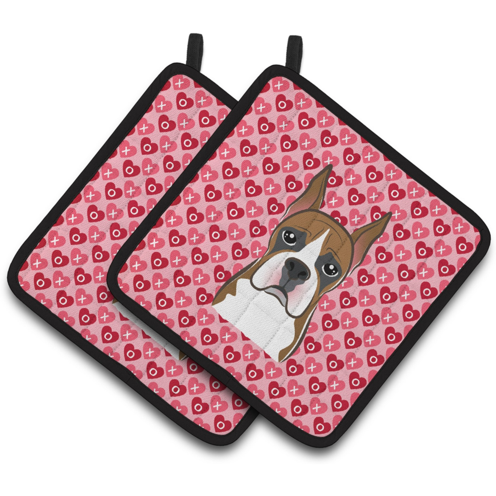 &quotCaroline's Treasures Boxer Hearts Pair of Pot Holders, 7.5HX7.5W, Multicolor"