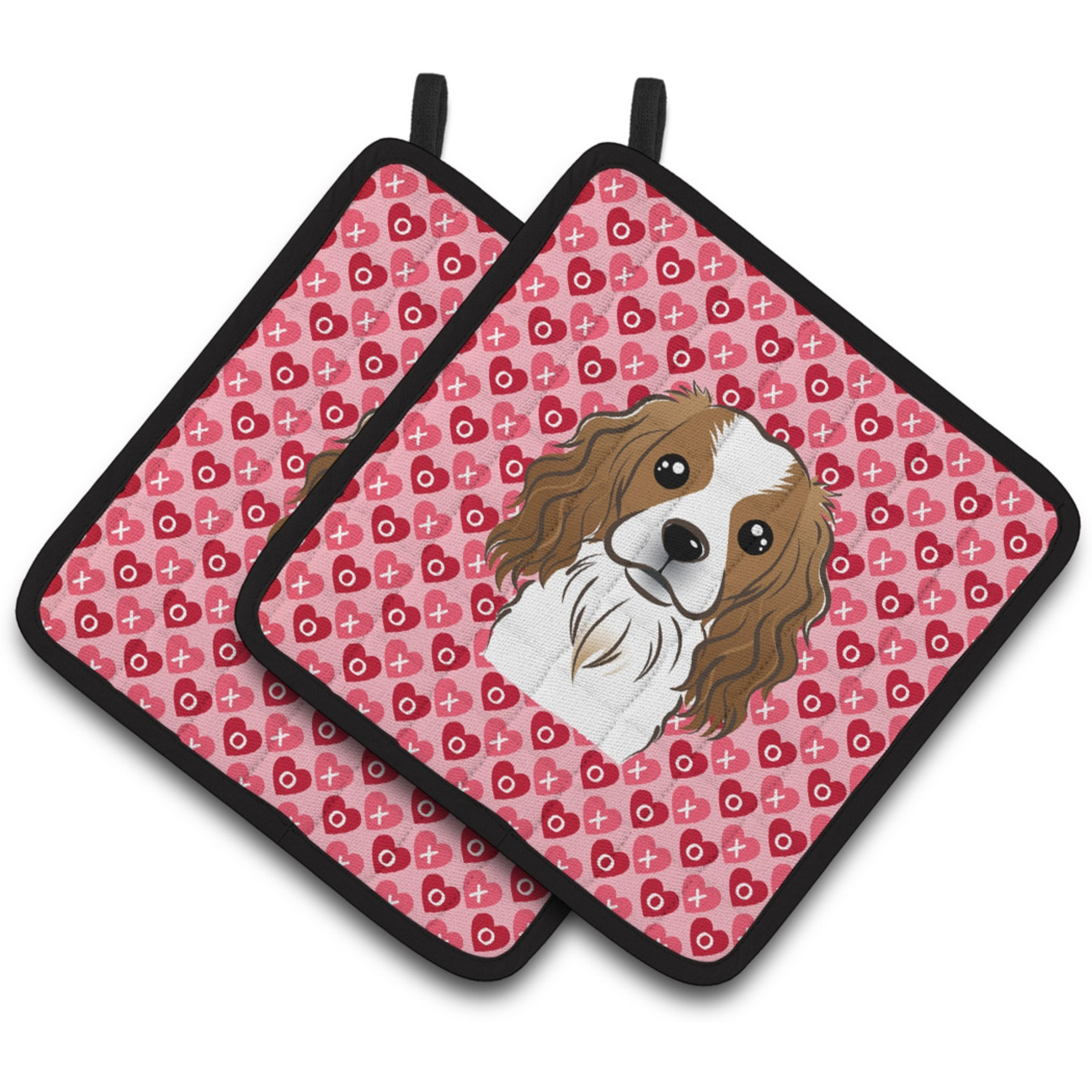 &quotCaroline's Treasures Cavalier Spaniel Hearts Pair of Pot Holders, 7.5HX7.5W, Multicolor"