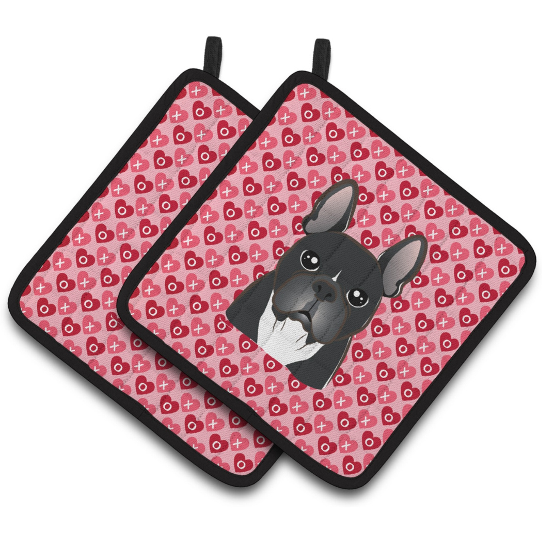 &quotCaroline's Treasures BB5297PTHD French Bulldog Hearts Pair of Pot Holders, 7.5H X 7.5W"", Multicolor"