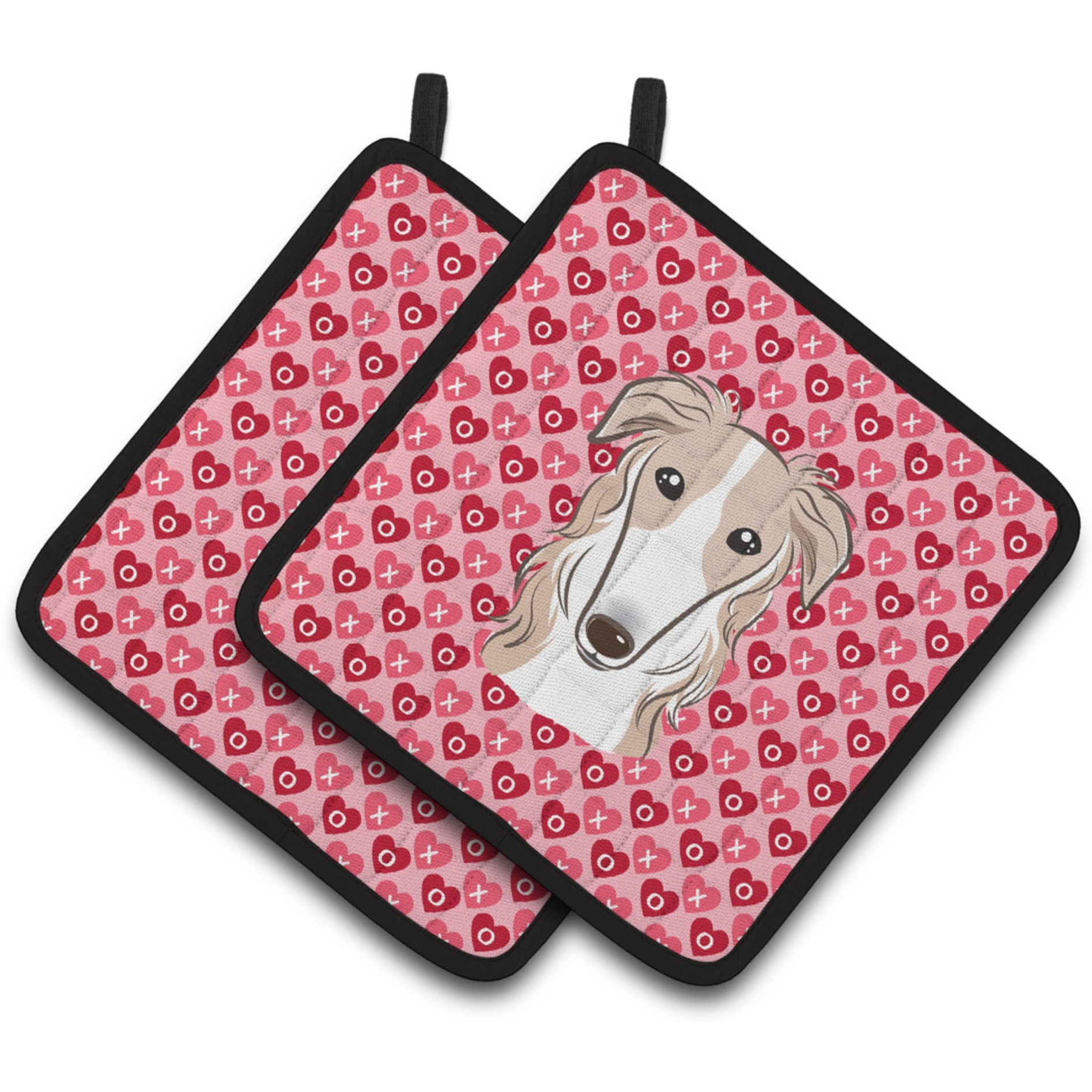&quotCaroline's Treasures Borzoi Hearts Pair of Pot Holders, 7.5HX7.5W, Multicolor"