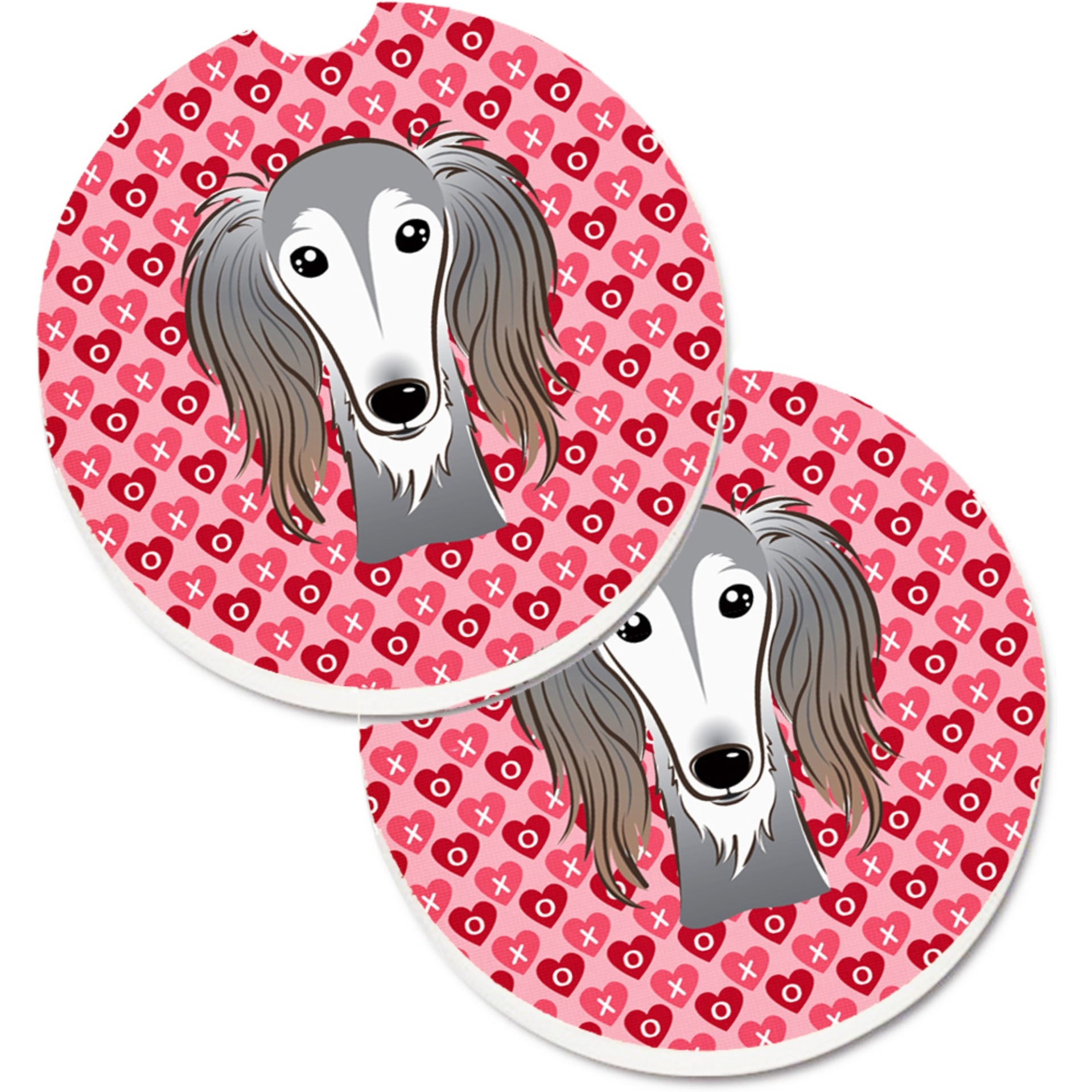 &quotCaroline's Treasures Saluki Hearts Set of 2 Cup Holder Car Coasters, 2.56, Multicolor"