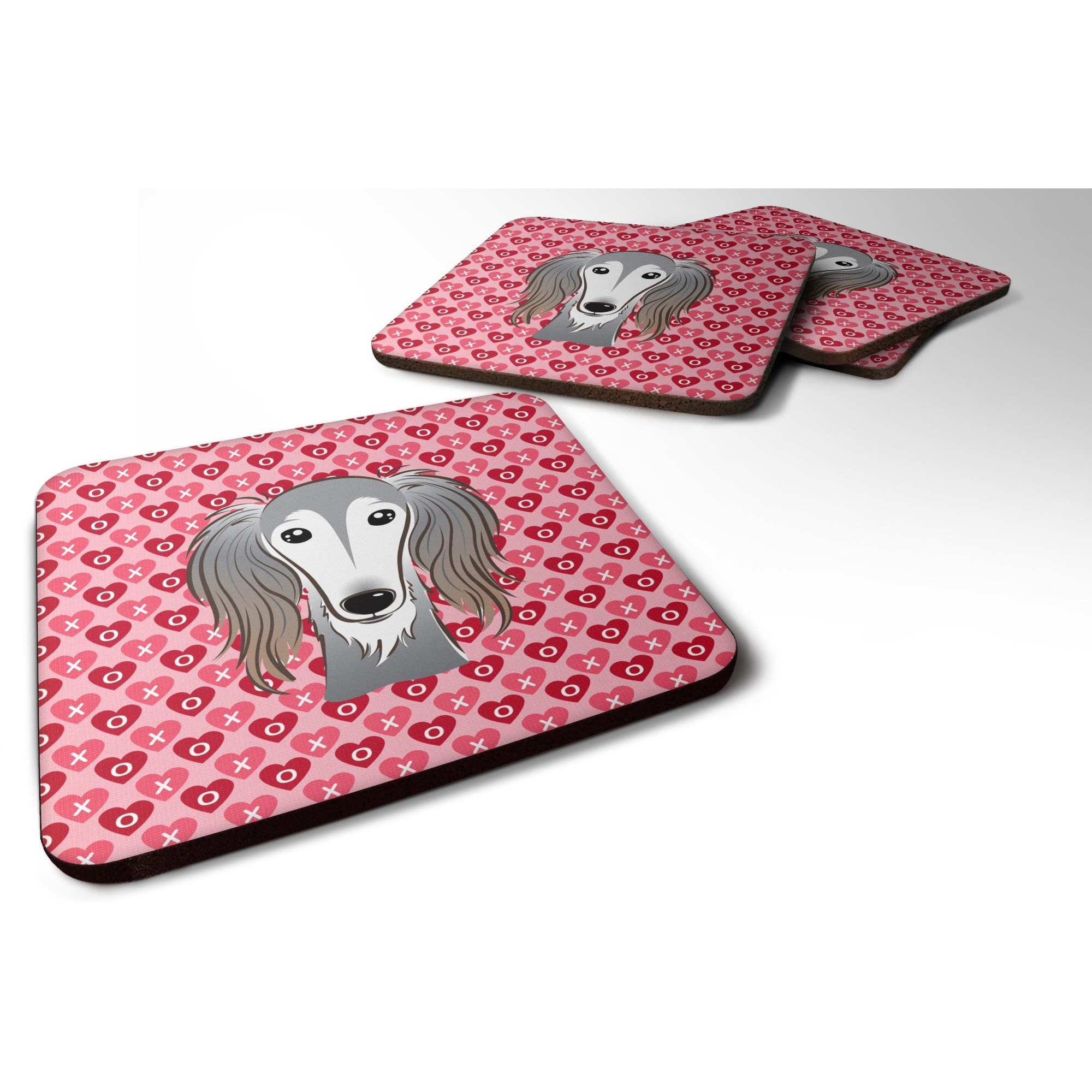 &quotCaroline's Treasures Saluki Hearts Foam Coaster Set of 4, 3.5, Multicolor"