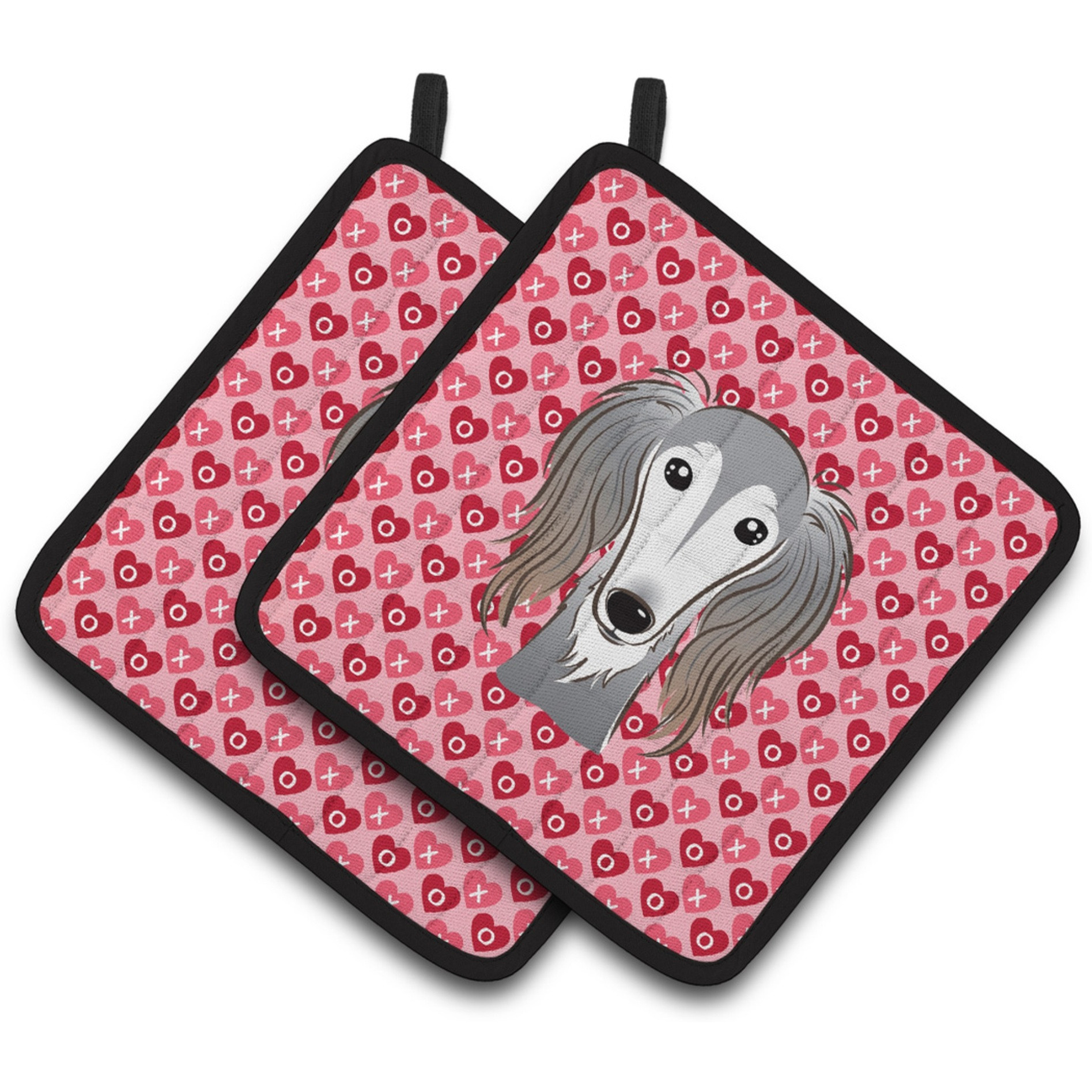&quotCaroline's Treasures Saluki Hearts Pair of Pot Holders, 7.5HX7.5W, Multicolor"
