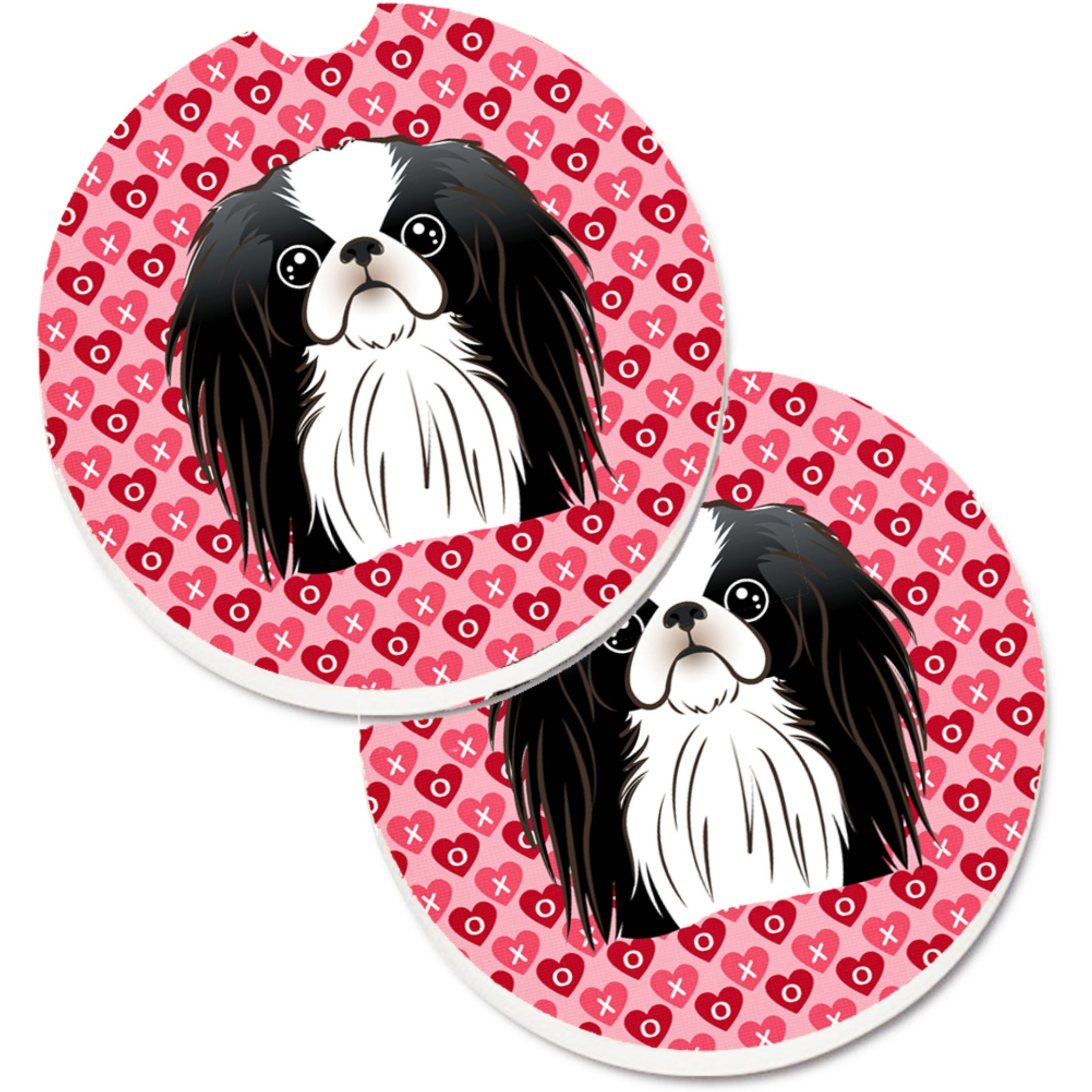 &quotCaroline's Treasures Japanese Chin Hearts Set of 2 Cup Holder Car Coasters, 2.56, Multicolor"