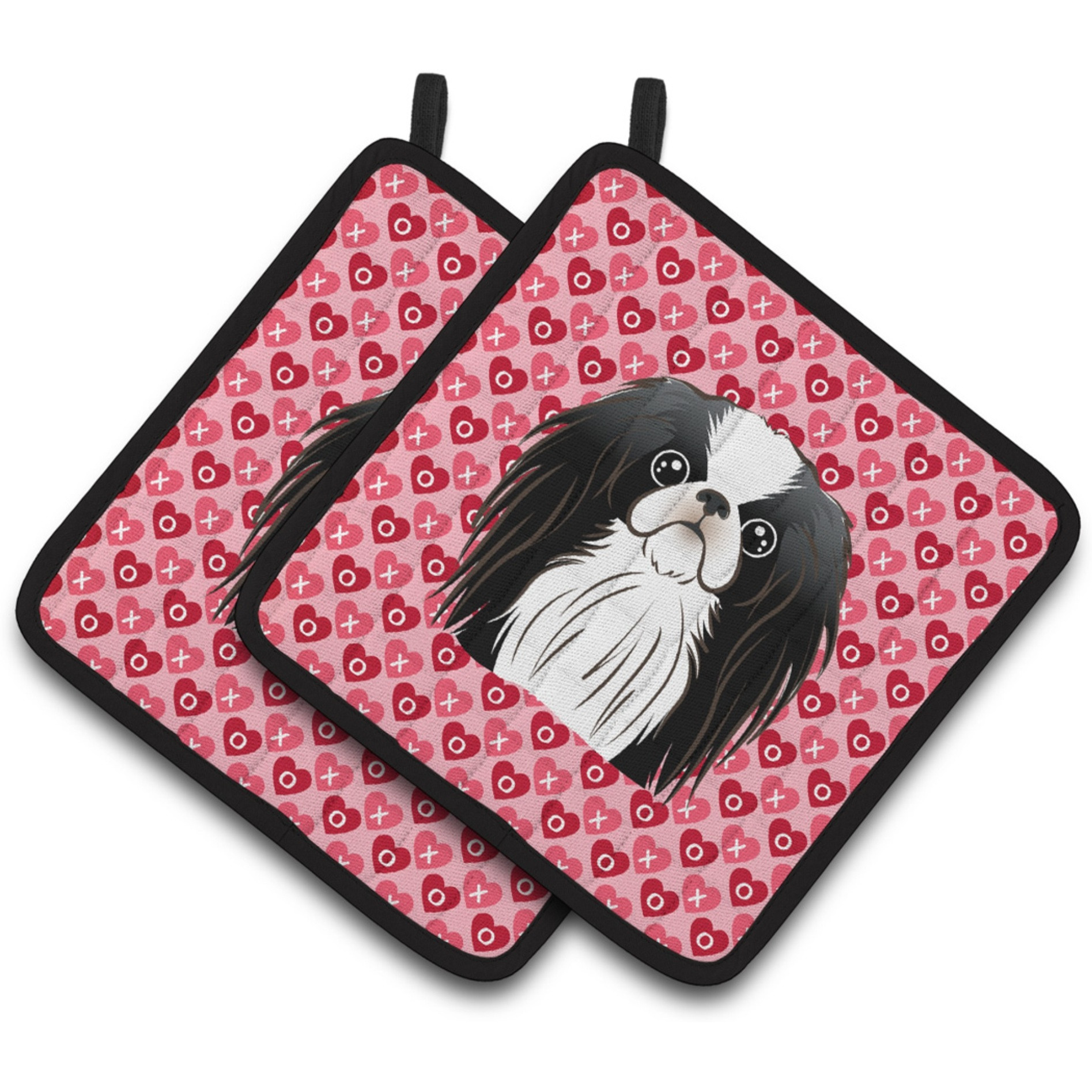 &quotCaroline's Treasures Japanese Chin Hearts Pair of Pot Holders, 7.5HX7.5W, Multicolor"