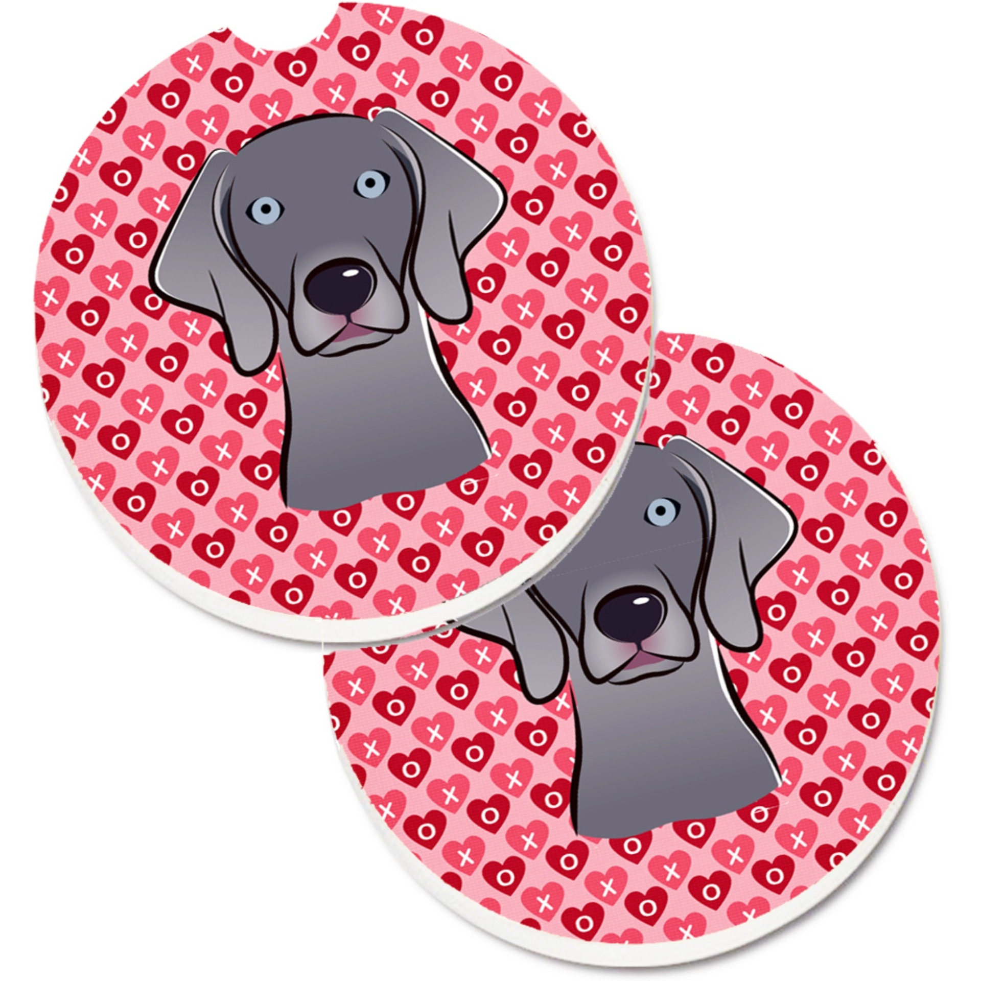 &quotCaroline's Treasures Weimaraner Hearts Set of 2 Cup Holder Car Coasters, 2.56, Multicolor"