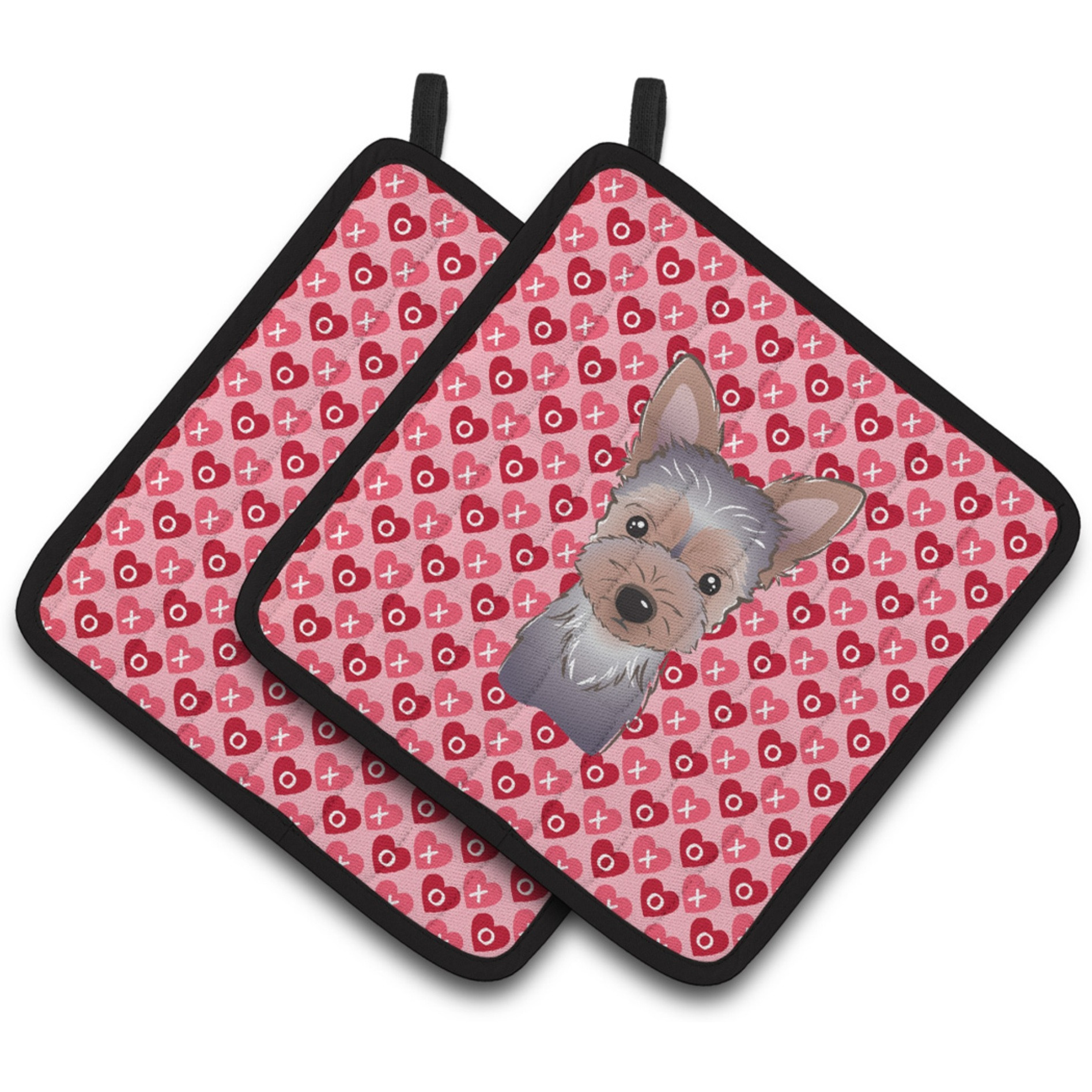 &quotCaroline's Treasures Yorkie Puppy Hearts Pair of Pot Holders, 7.5HX7.5W, Multicolor"
