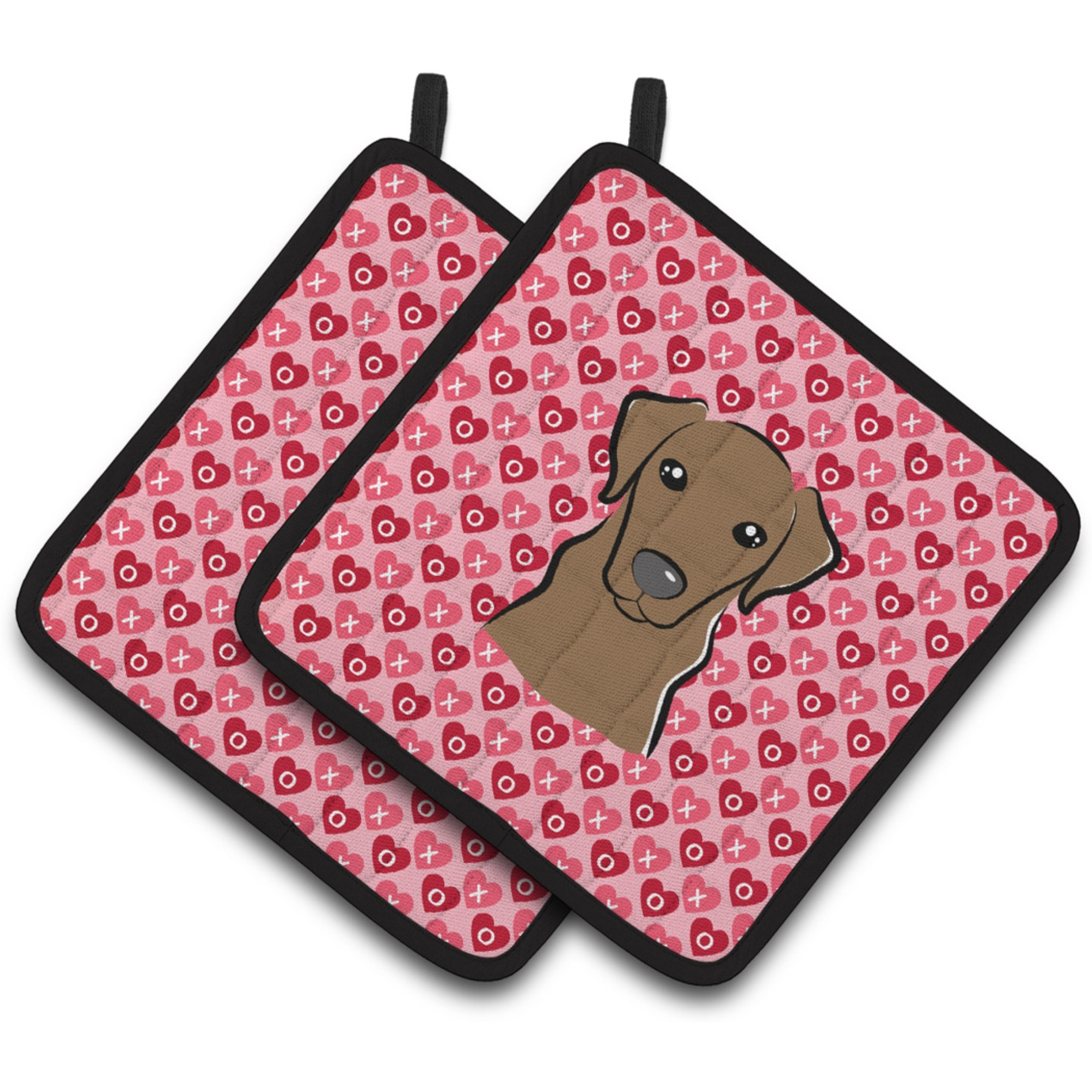 &quotCaroline's Treasures Chocolate Labrador Hearts Pair of Pot Holders, 7.5HX7.5W, Multicolor"