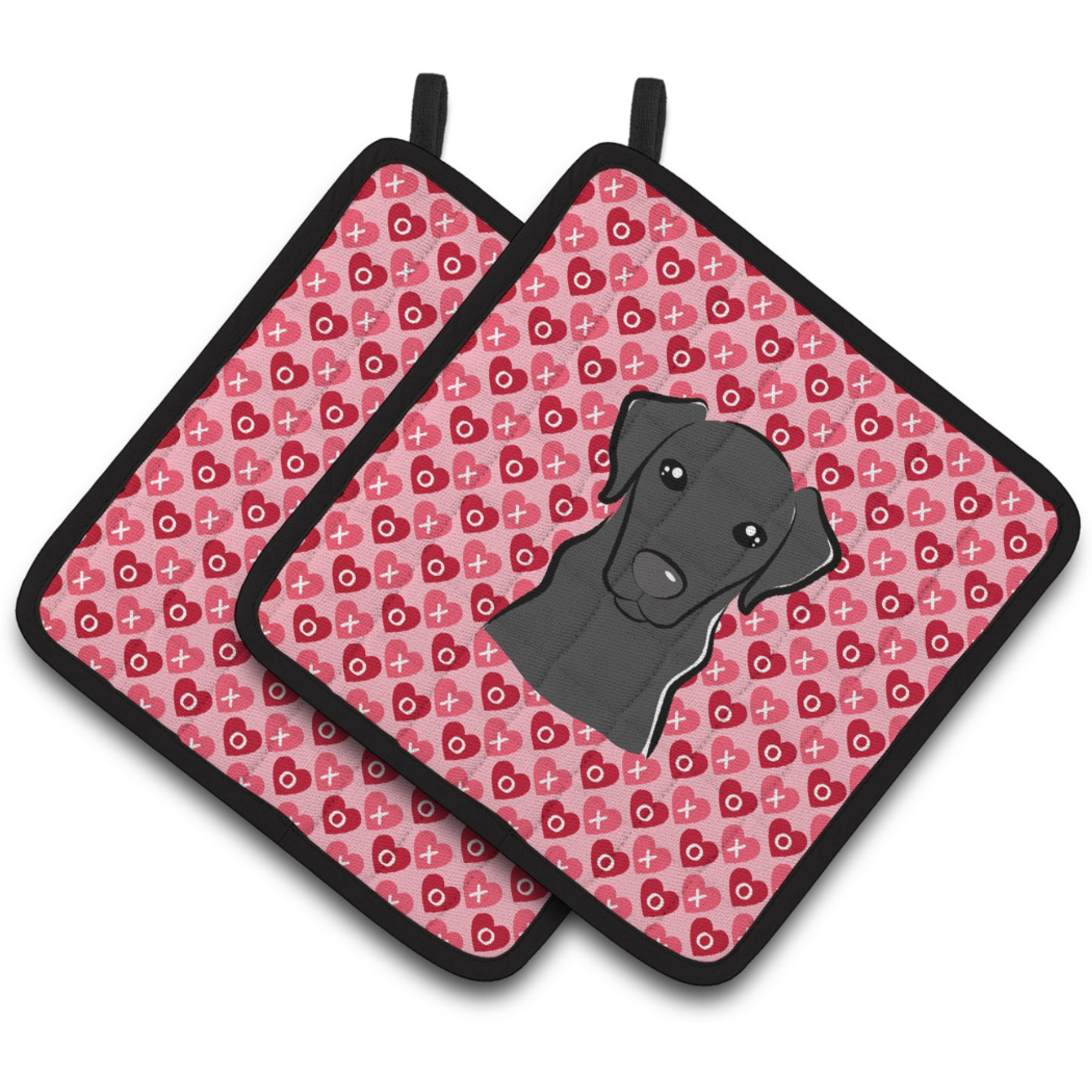 &quotCaroline's Treasures black Labrador Hearts Pair of Pot Holders, 7.5HX7.5W, Multicolor"