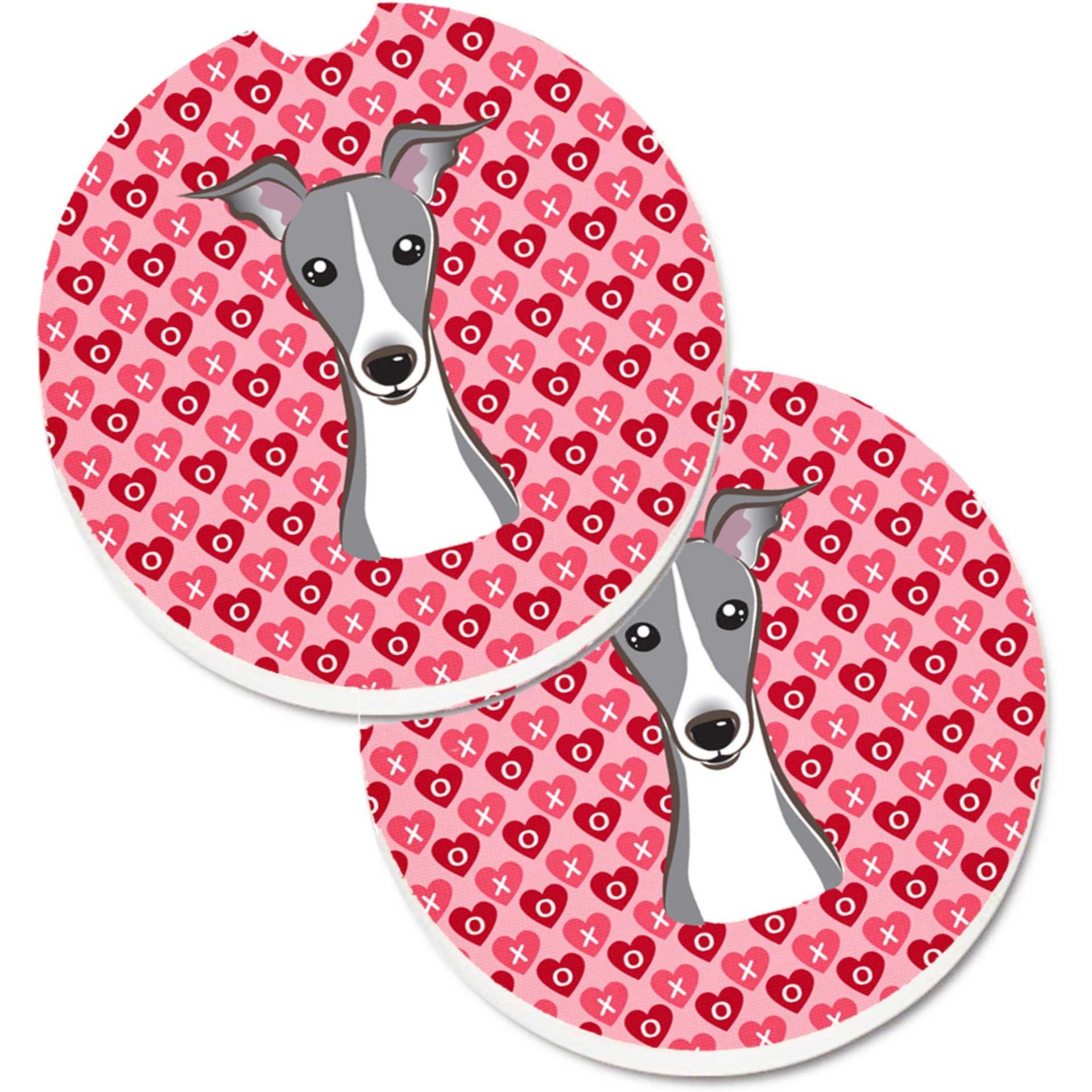 &quotCaroline's Treasures Italian Greyhound Hearts Set of 2 Cup Holder Car Coasters, 2.56, Multicolor"