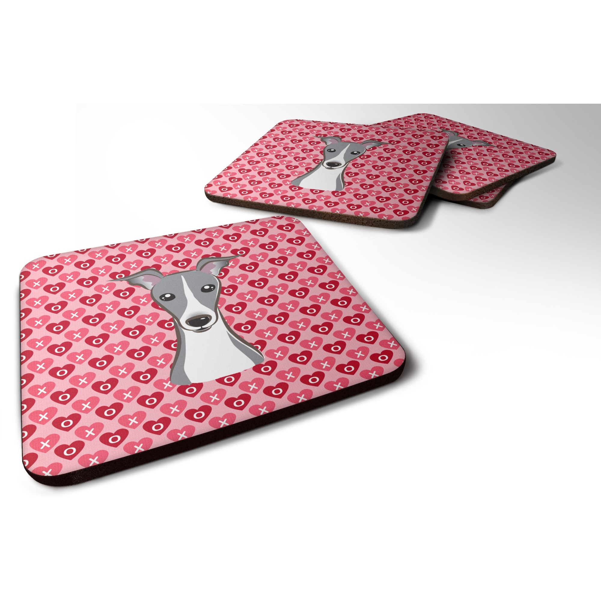 &quotCaroline's Treasures Italian Greyhound Hearts Foam Coaster Set of 4, 3.5, Multicolor"