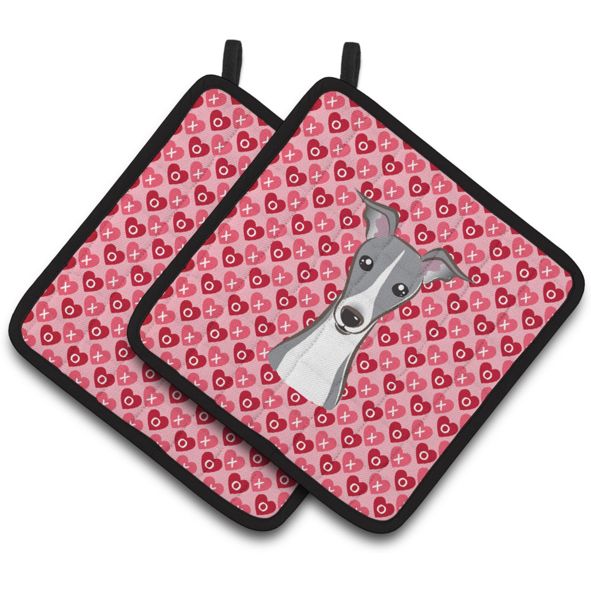 &quotCaroline's Treasures Italian Greyhound Hearts Pair of Pot Holders, 7.5HX7.5W, Multicolor"