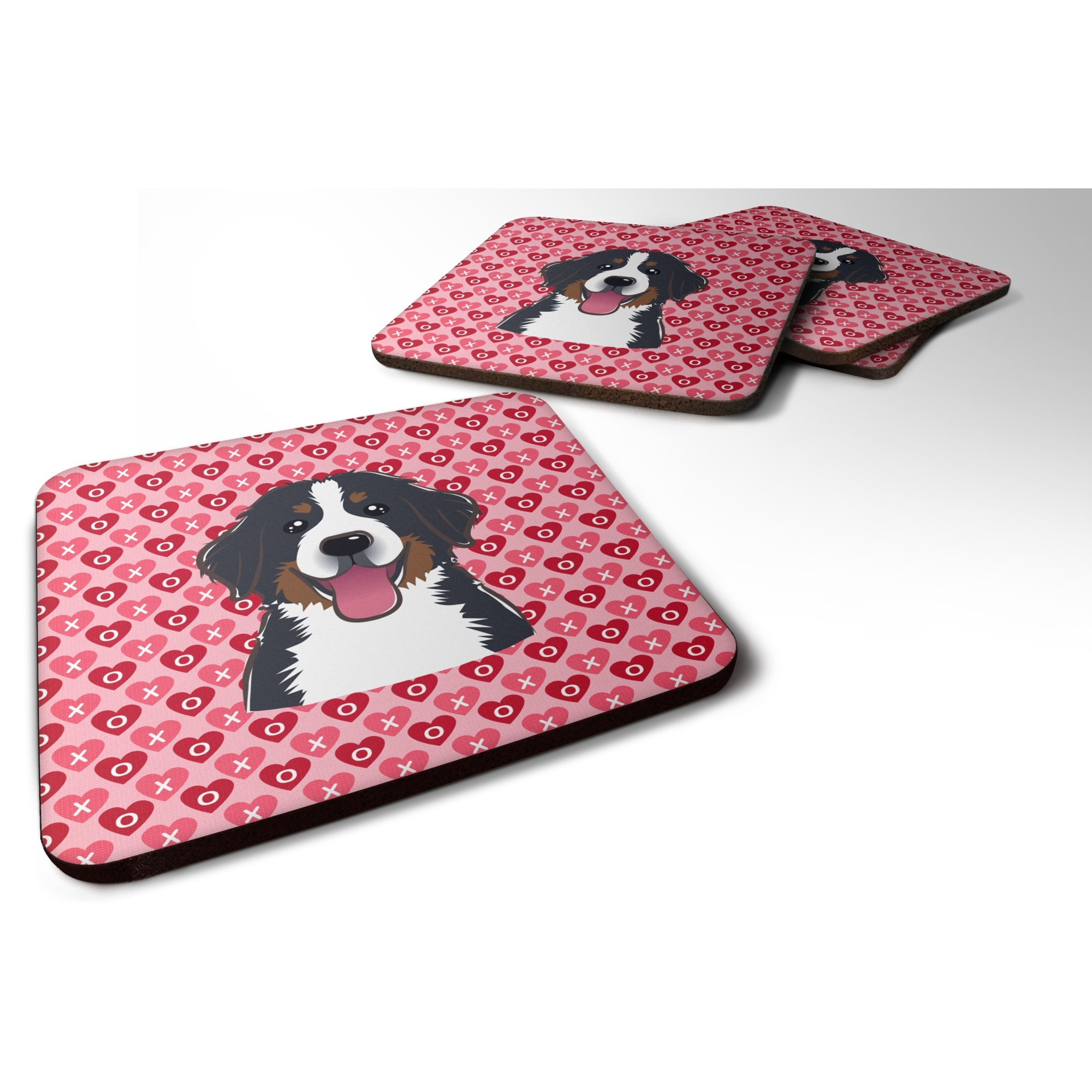 &quotCaroline's Treasures Bernese Mountain Dog Hearts Foam Coaster Set of 4, 3.5, Multicolor"