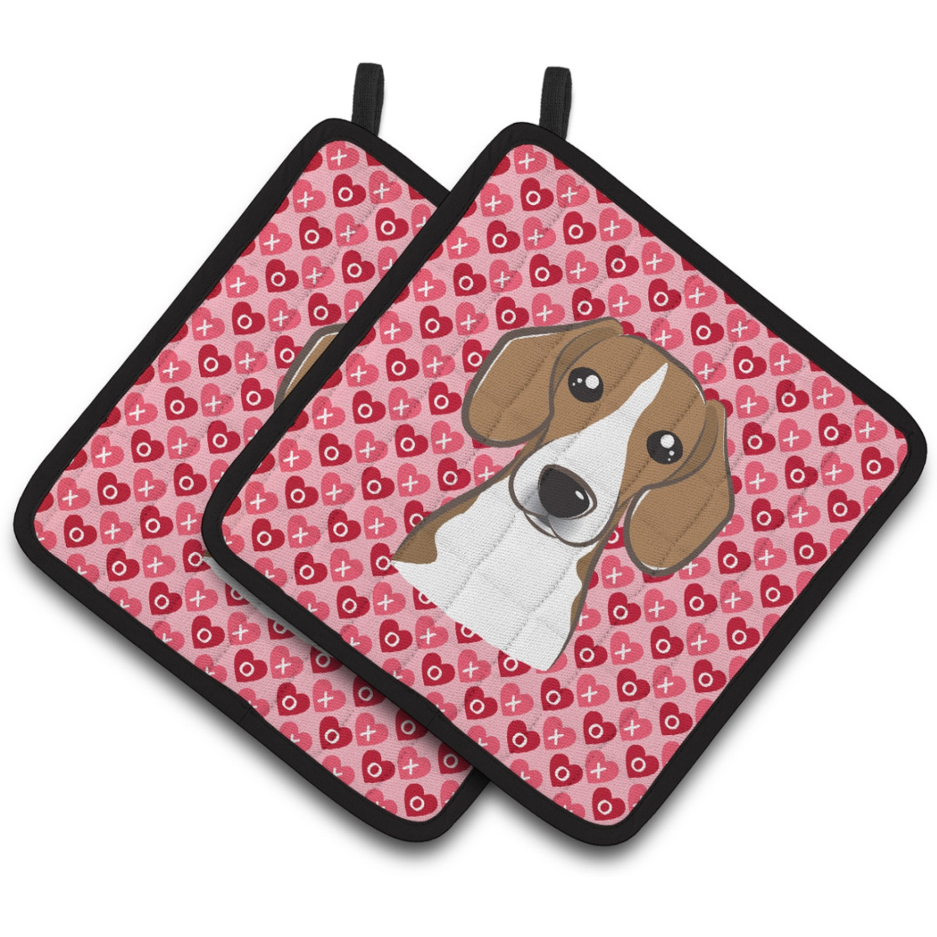 &quotCaroline's Treasures Beagle Hearts Pair of Pot Holders, 7.5HX7.5W, Multicolor"