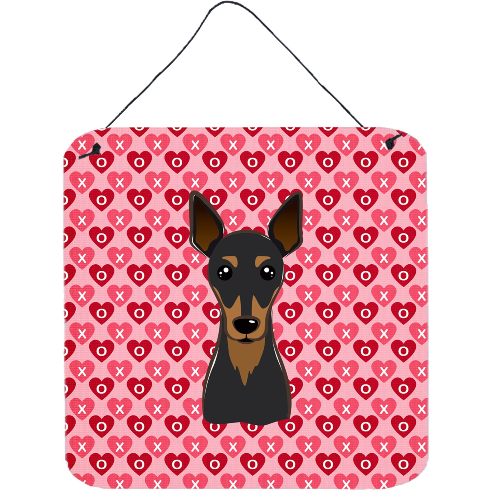 &quotCaroline's Treasures Min Pin Hearts Metal Print, 6 H x 6 W, Multicolor"