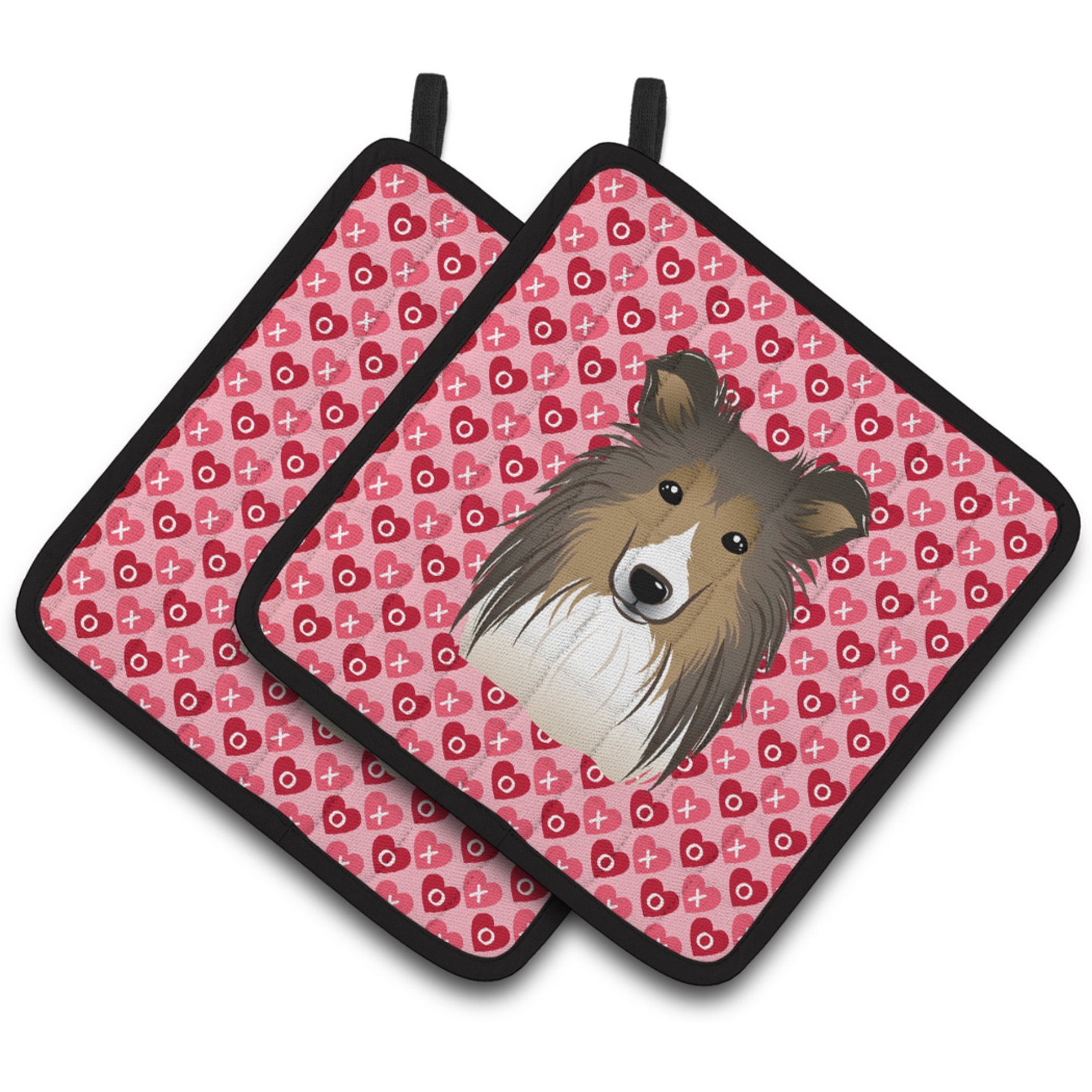 &quotCaroline's Treasures Sheltie Hearts Pair of Pot Holders, 7.5HX7.5W, Multicolor"