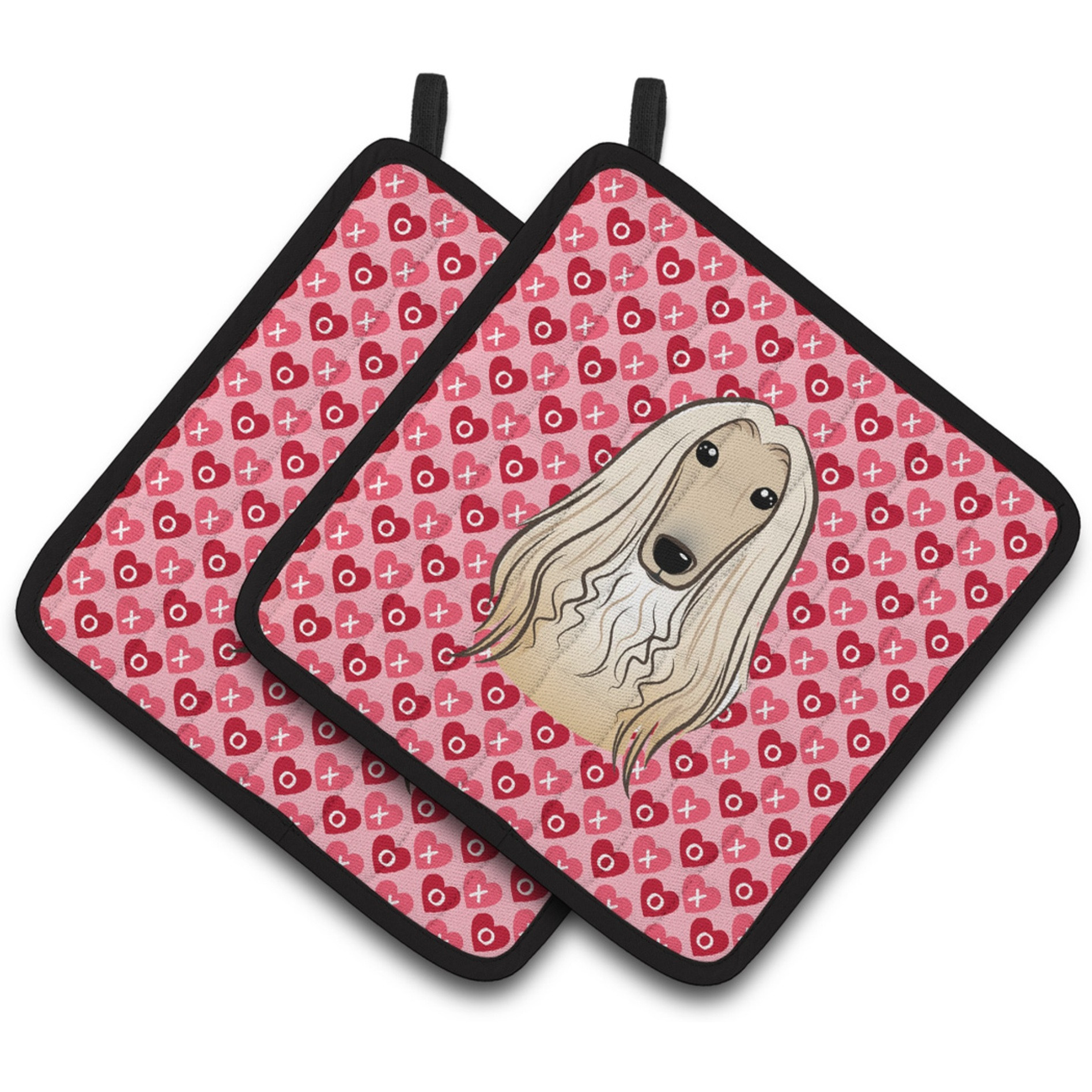 &quotCaroline's Treasures Afghan Hound Hearts Pair of Pot Holders, 7.5HX7.5W, Multicolor"