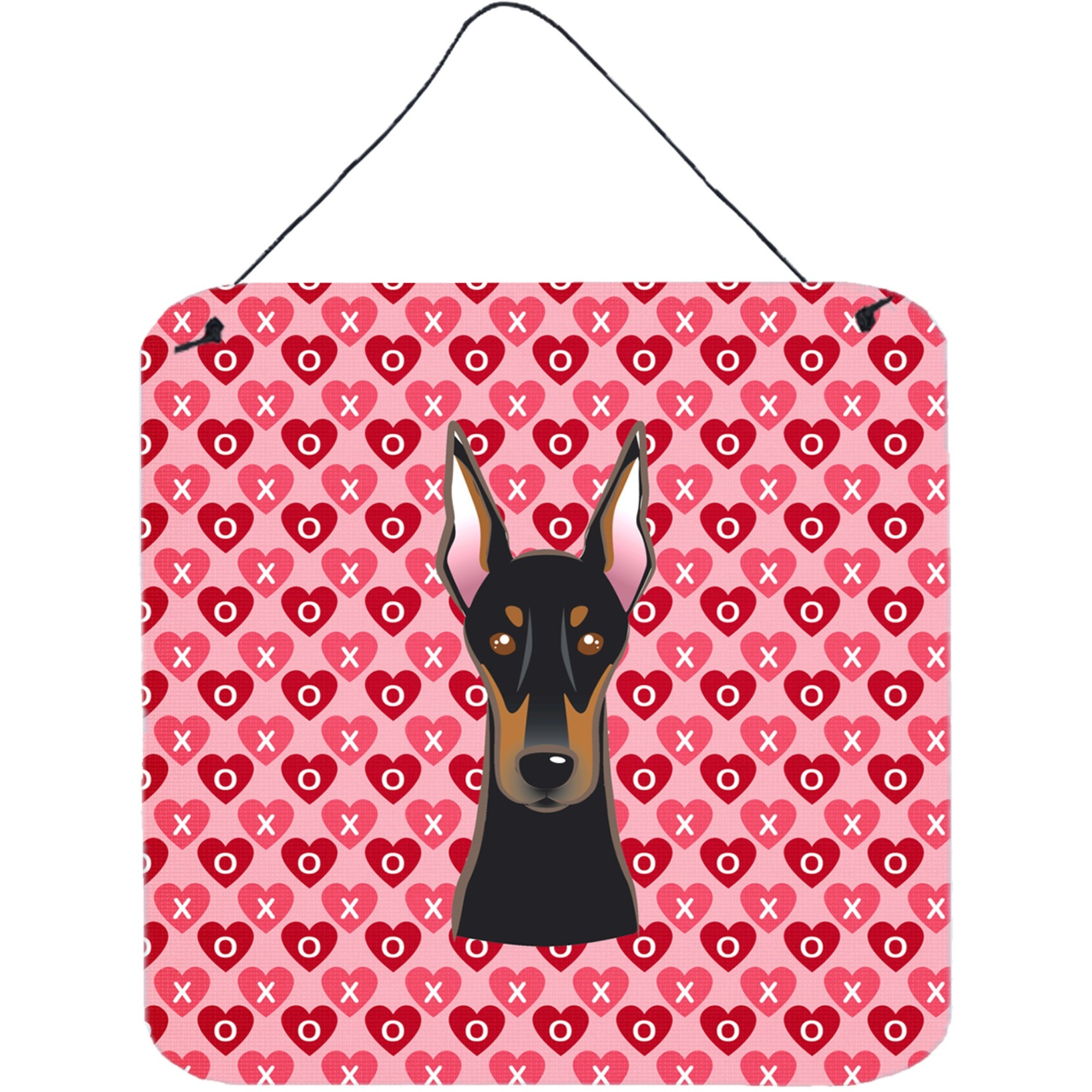 &quotCaroline's Treasures Doberman Pinscher Hearts Metal Print, 6 H x 6 W, Multicolor"