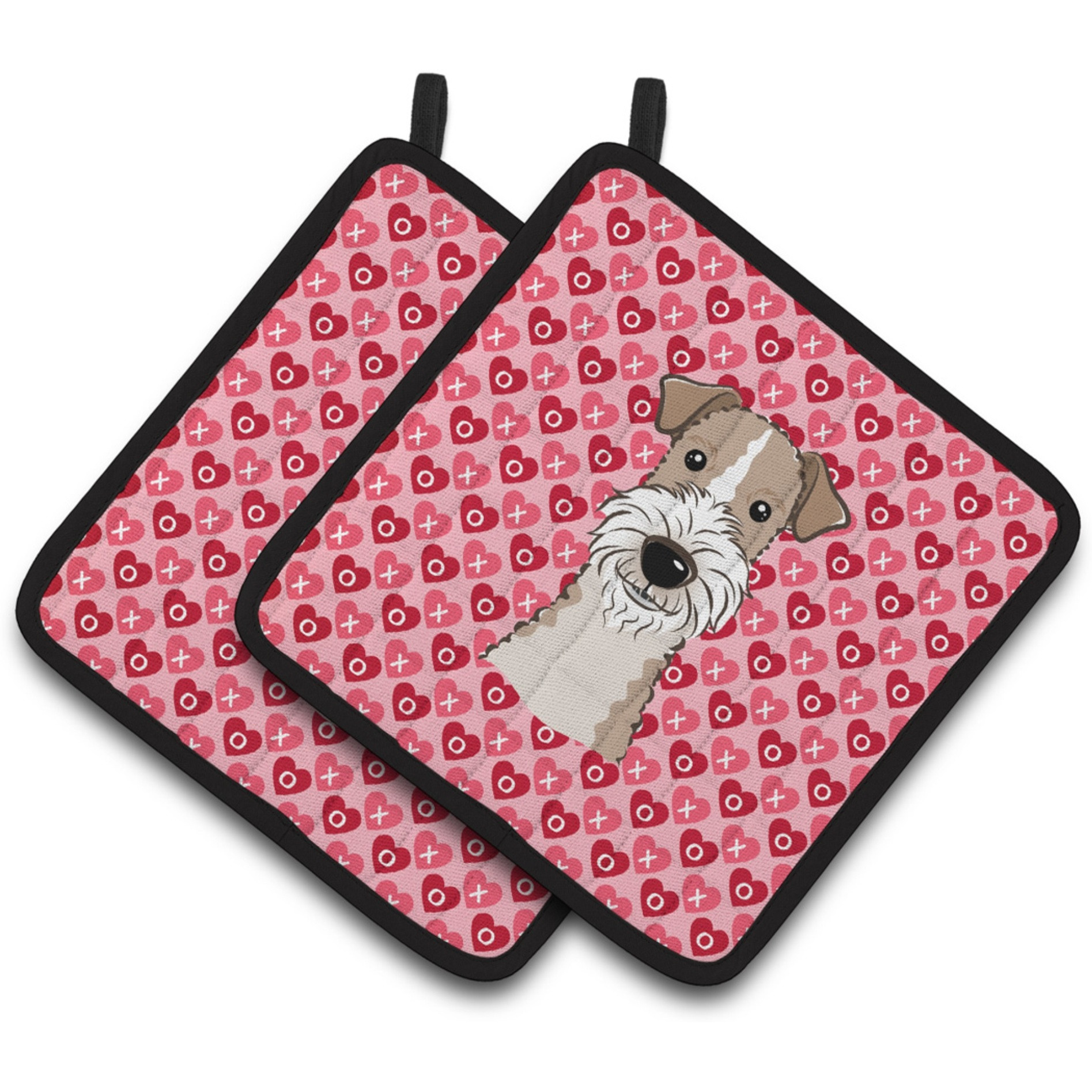 &quotCaroline's Treasures Wire Haired Fox Terrier Hearts Pair of Pot Holders, 7.5HX7.5W, Multicolor"