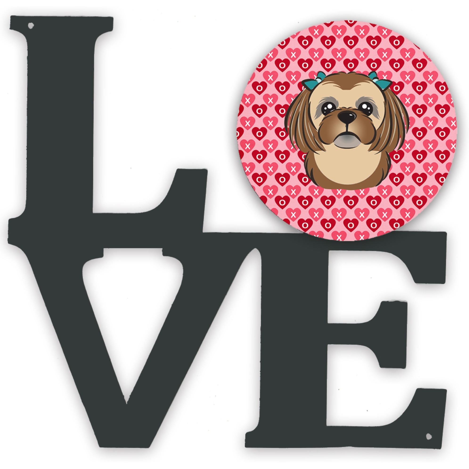 &quotCaroline's Treasures Chocolate Brown Shih Tzu Metal Artwork Love wall-decor, Multicolor"