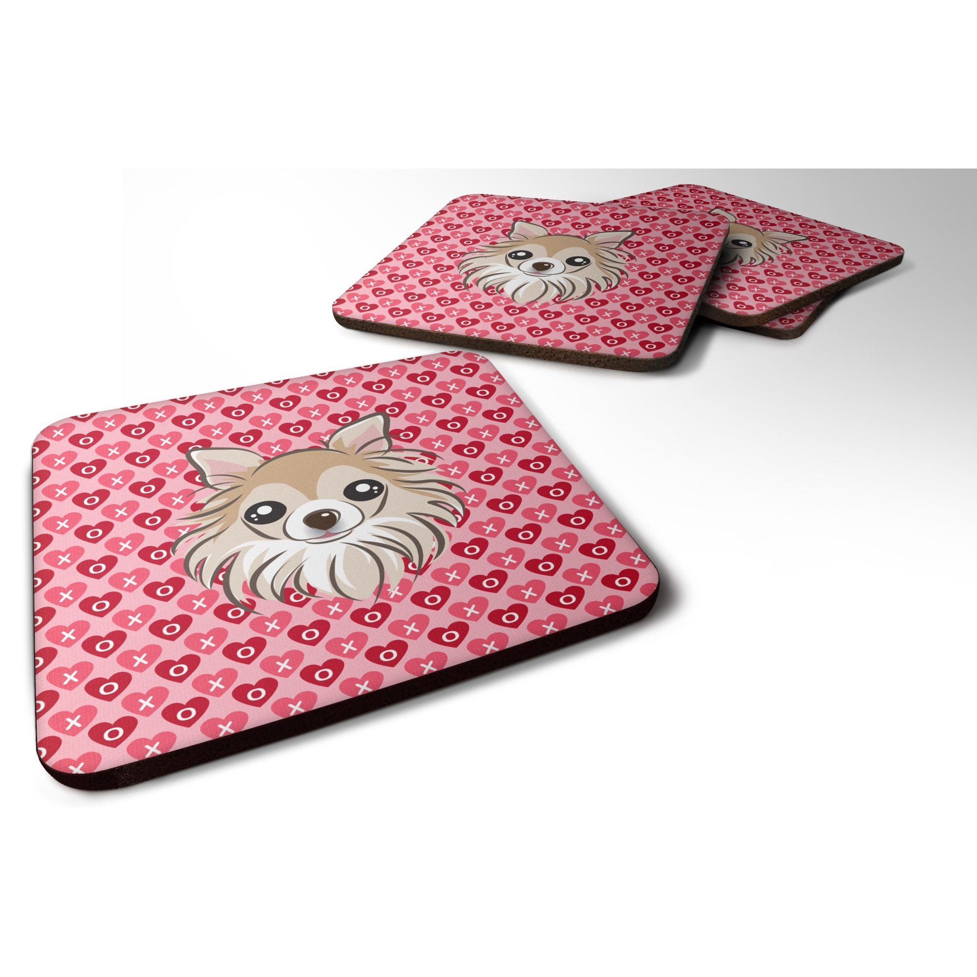 &quotCaroline's Treasures Chihuahua Hearts Foam Coaster Set of 4, 3.5, Multicolor"