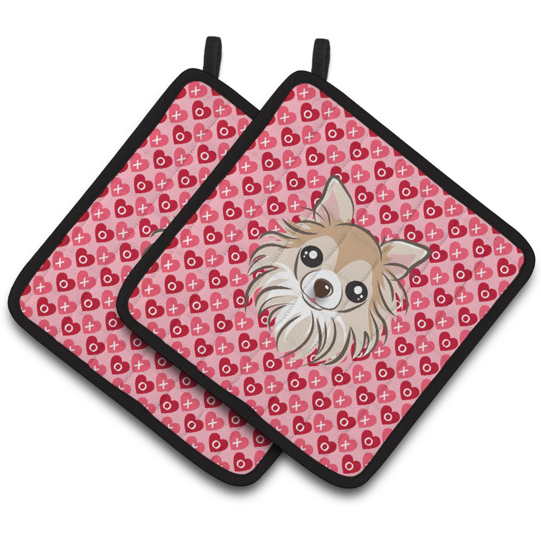 &quotCaroline's Treasures Chihuahua Hearts Pair of Pot Holders, 7.5HX7.5W, Multicolor"