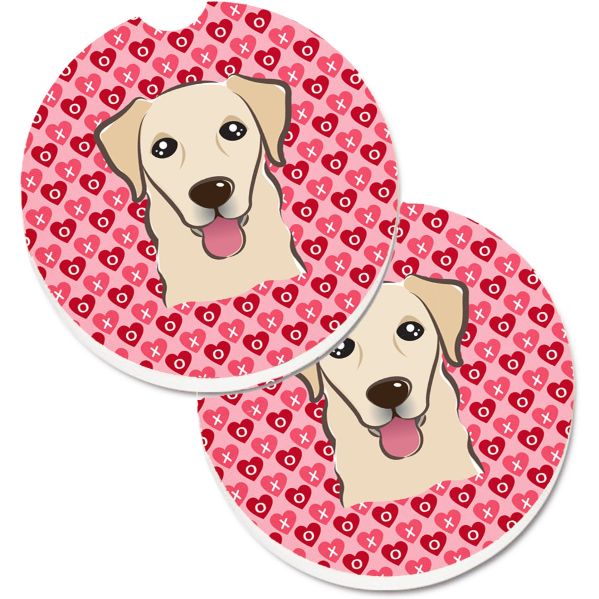 &quotCaroline's Treasures BB5322CARC Golden Retriever Hearts Cup Holder Car Coasters (Set of 2), 2.56"", Multicolor"