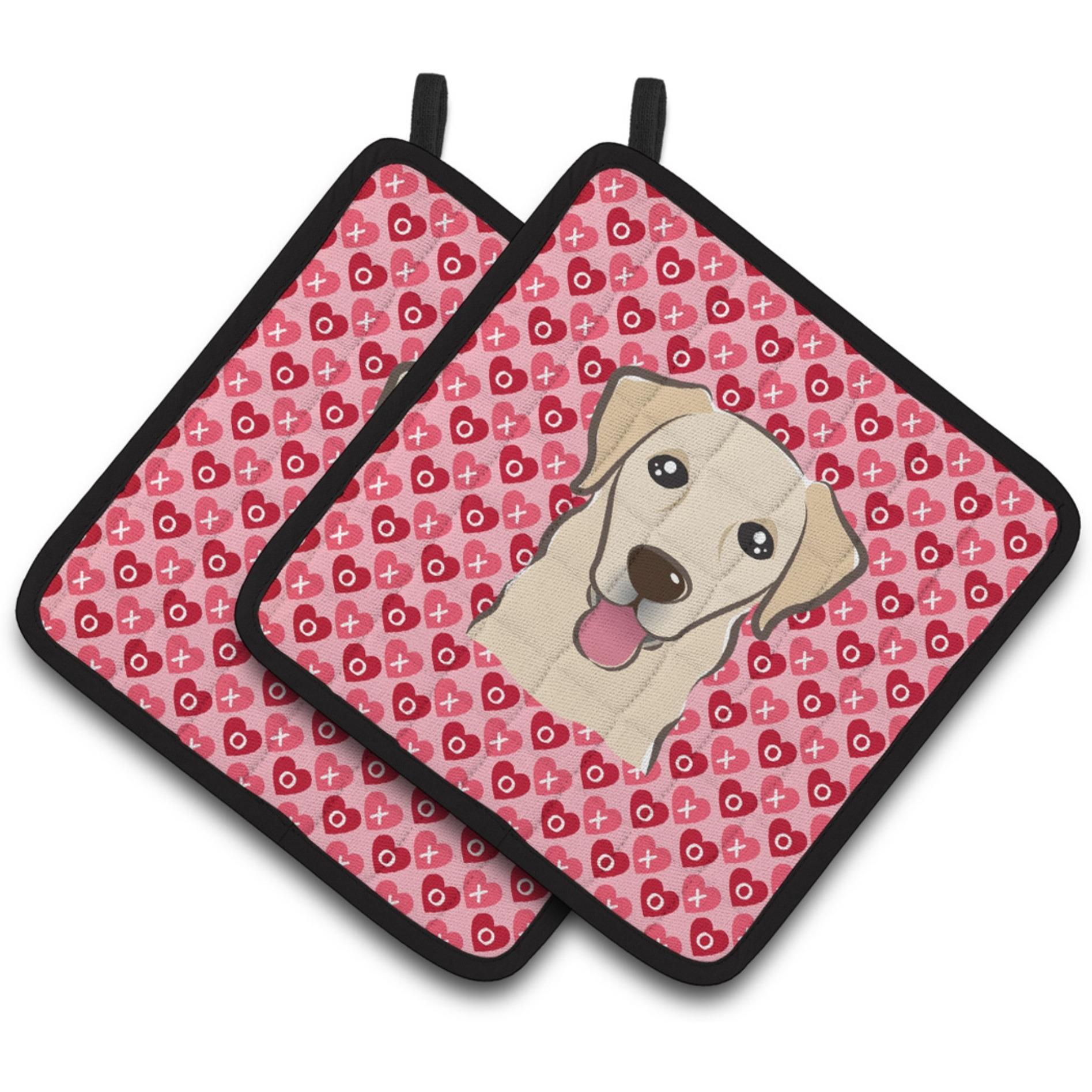 &quotCaroline's Treasures BB5322PTHD Golden Retriever Hearts Pair of Pot Holders, 7.5H X 7.5W"", Multicolor"
