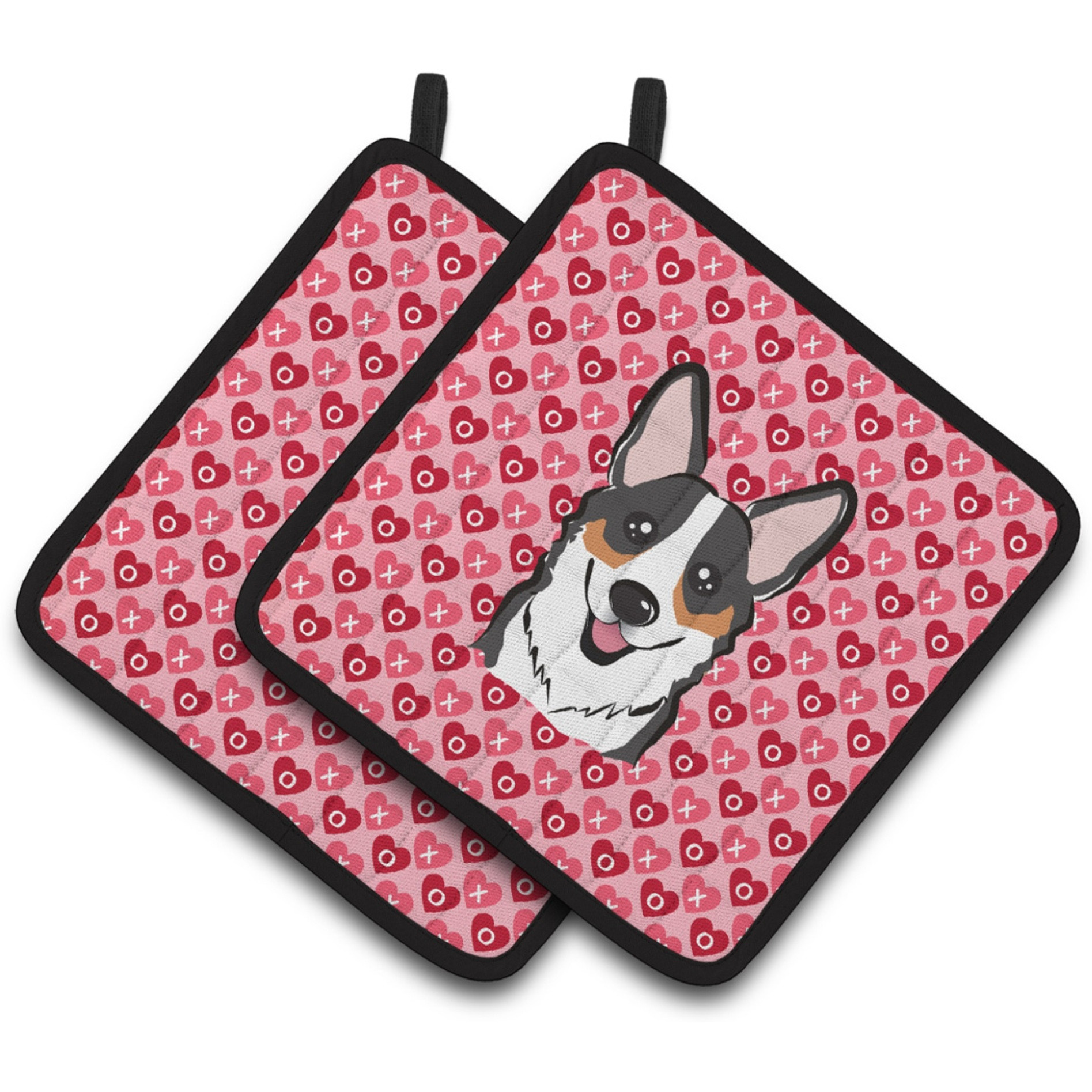 &quotCaroline's Treasures Tricolor Corgi Hearts Pair of Pot Holders, 7.5HX7.5W, Multicolor"