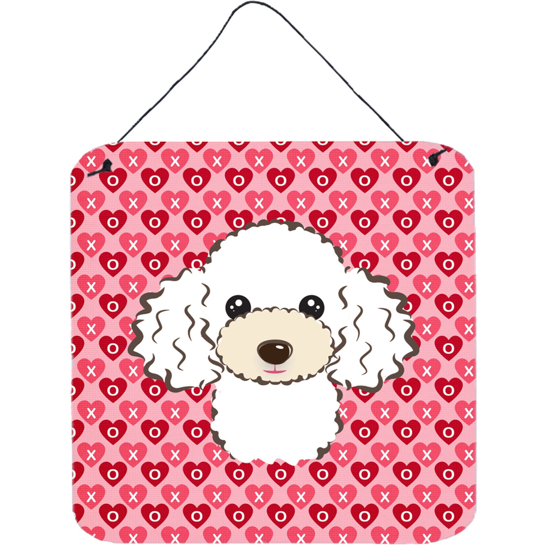 &quotCaroline's Treasures White Poodle Hearts Metal Print, 6 H x 6 W, Multicolor"