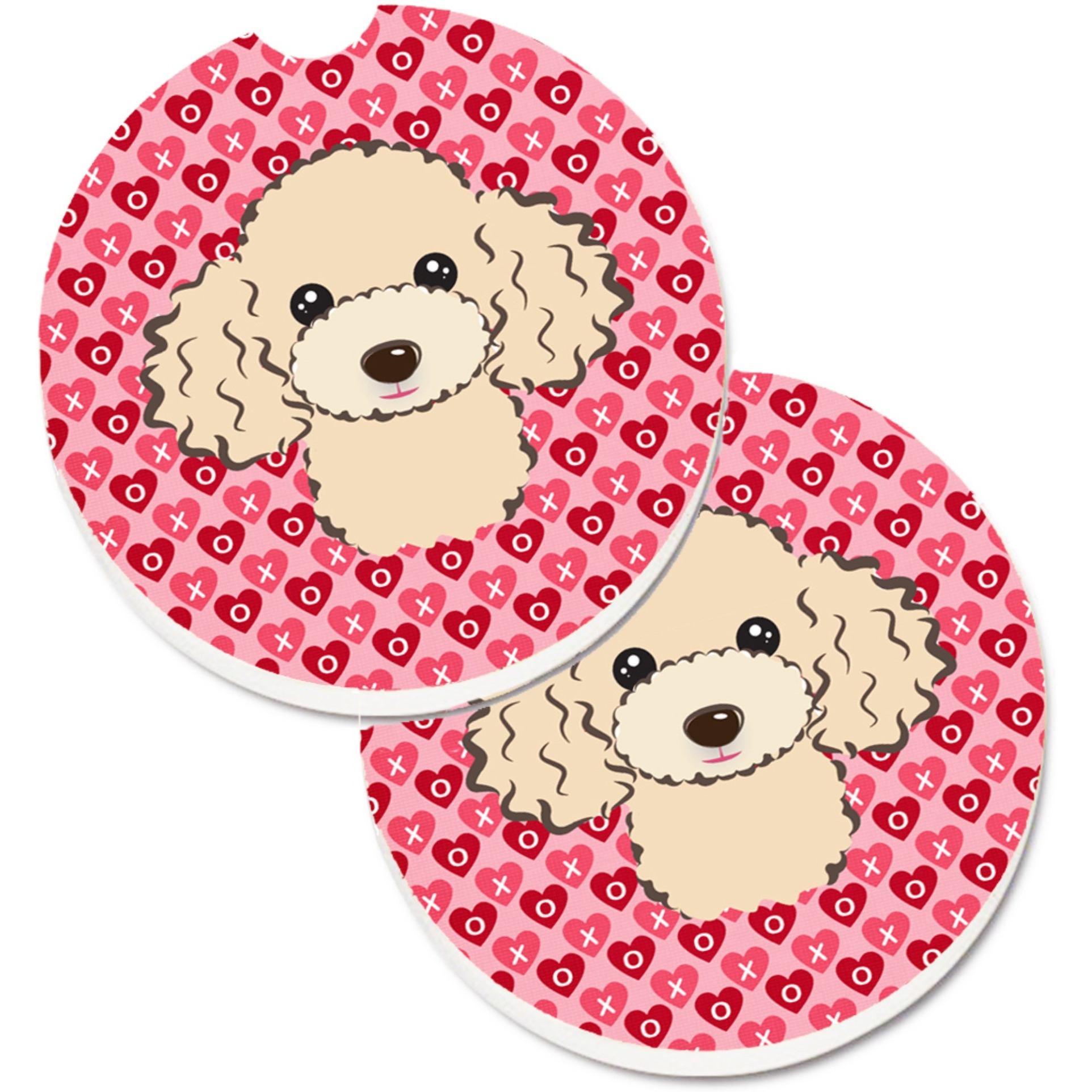 &quotCaroline's Treasures Buff Poodle Hearts Set of 2 Cup Holder Car Coasters, 2.56, Multicolor"