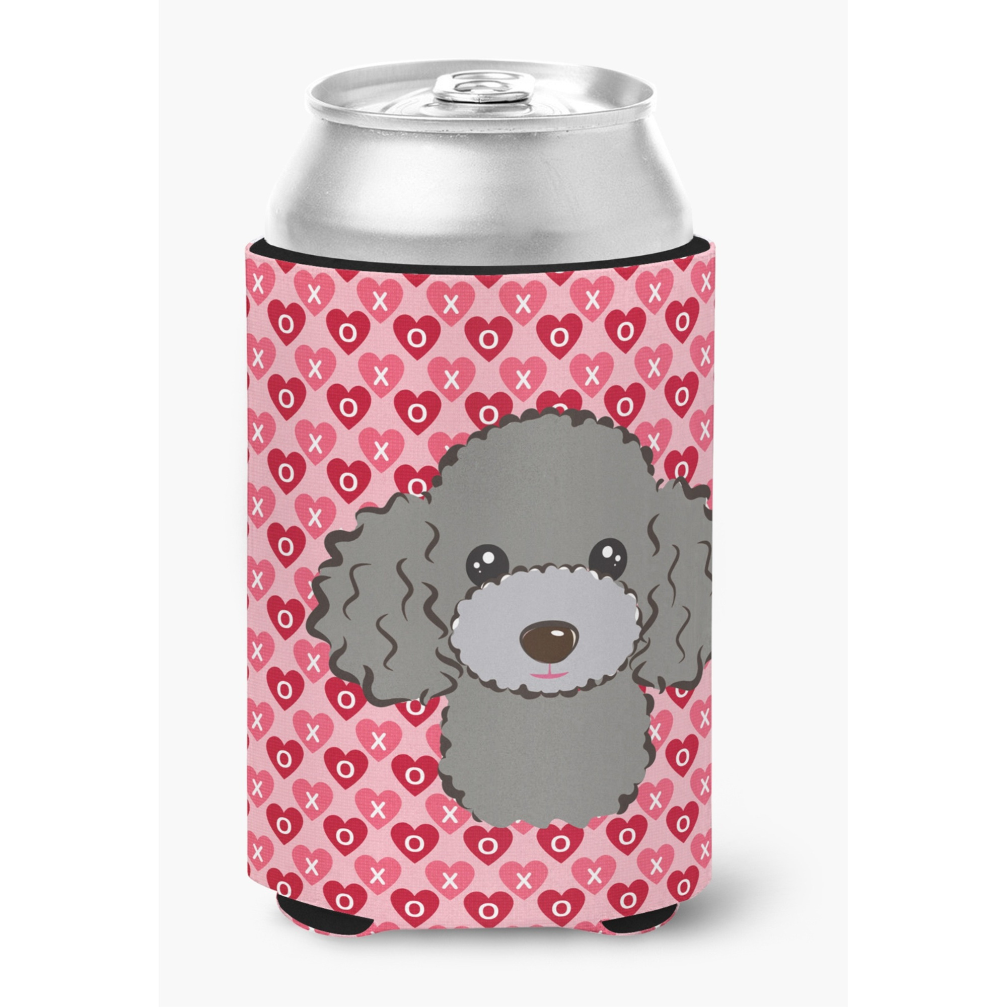 &quotCaroline's Treasures Silver Gray Poodle Hearts Can or Bottle Hugger, Multicolor"