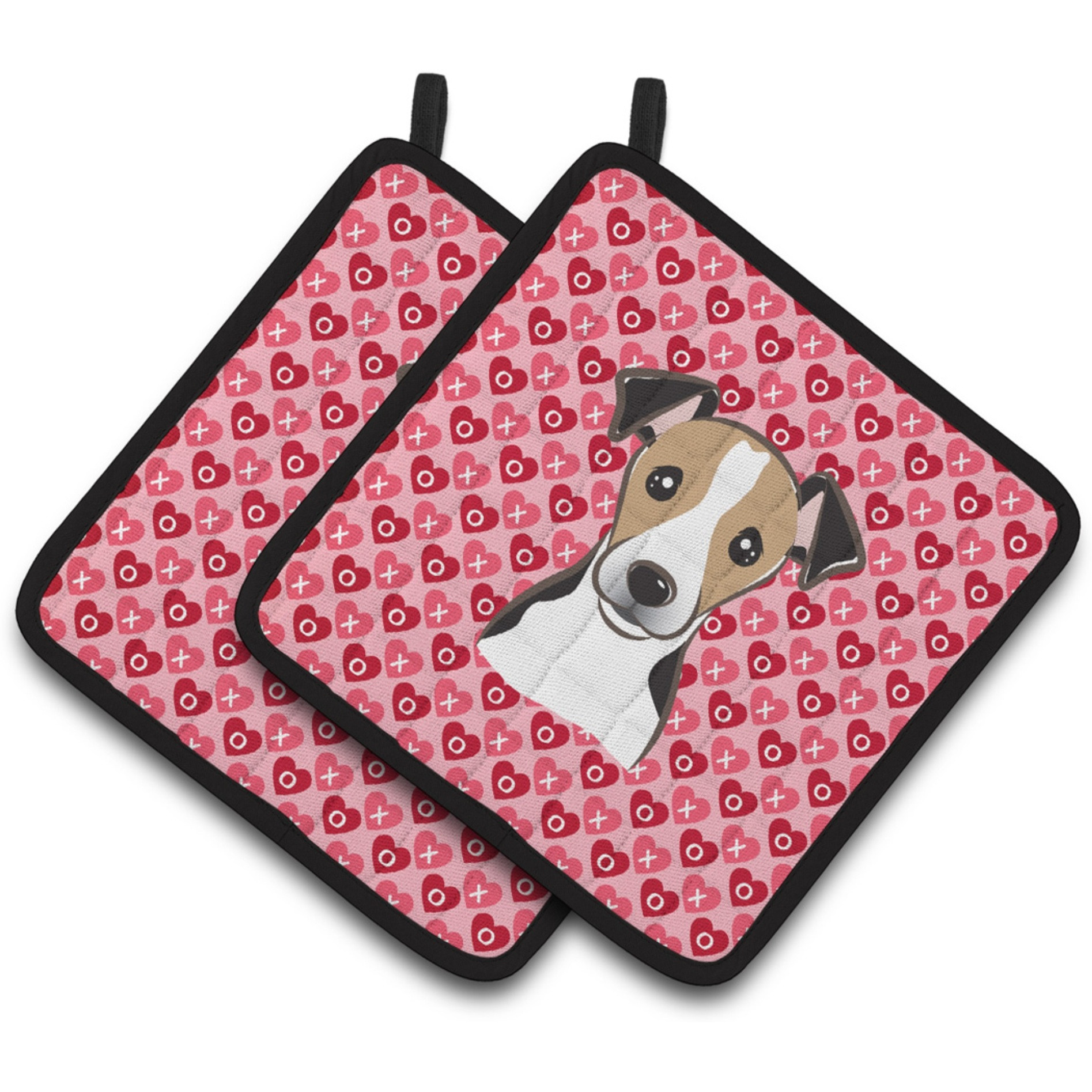 &quotCaroline's Treasures BB5331PTHD Jack Russell Terrier Hearts Pair of Pot Holders, 7.5H X 7.5W"", Multicolor"