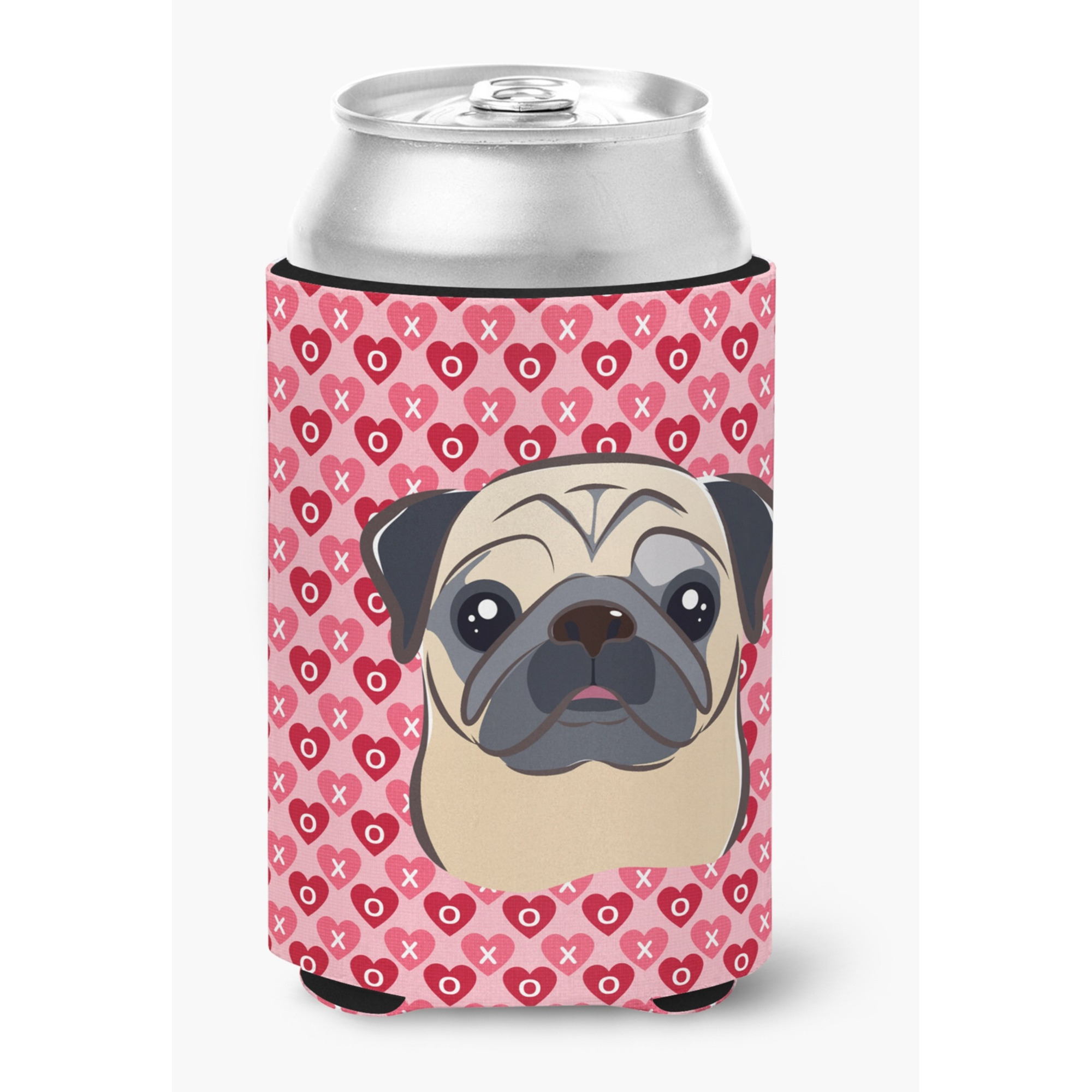 &quotCaroline's Treasures Fawn Pug Hearts Can or Bottle Hugger, Multicolor"