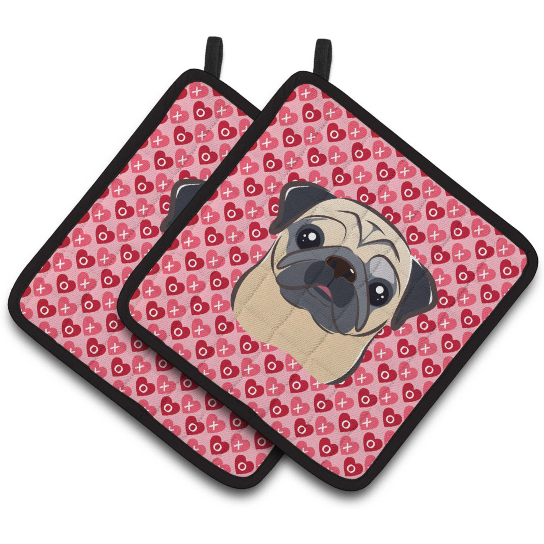 &quotCaroline's Treasures Fawn Pug Hearts Pair of Pot Holders, 7.5HX7.5W, Multicolor"
