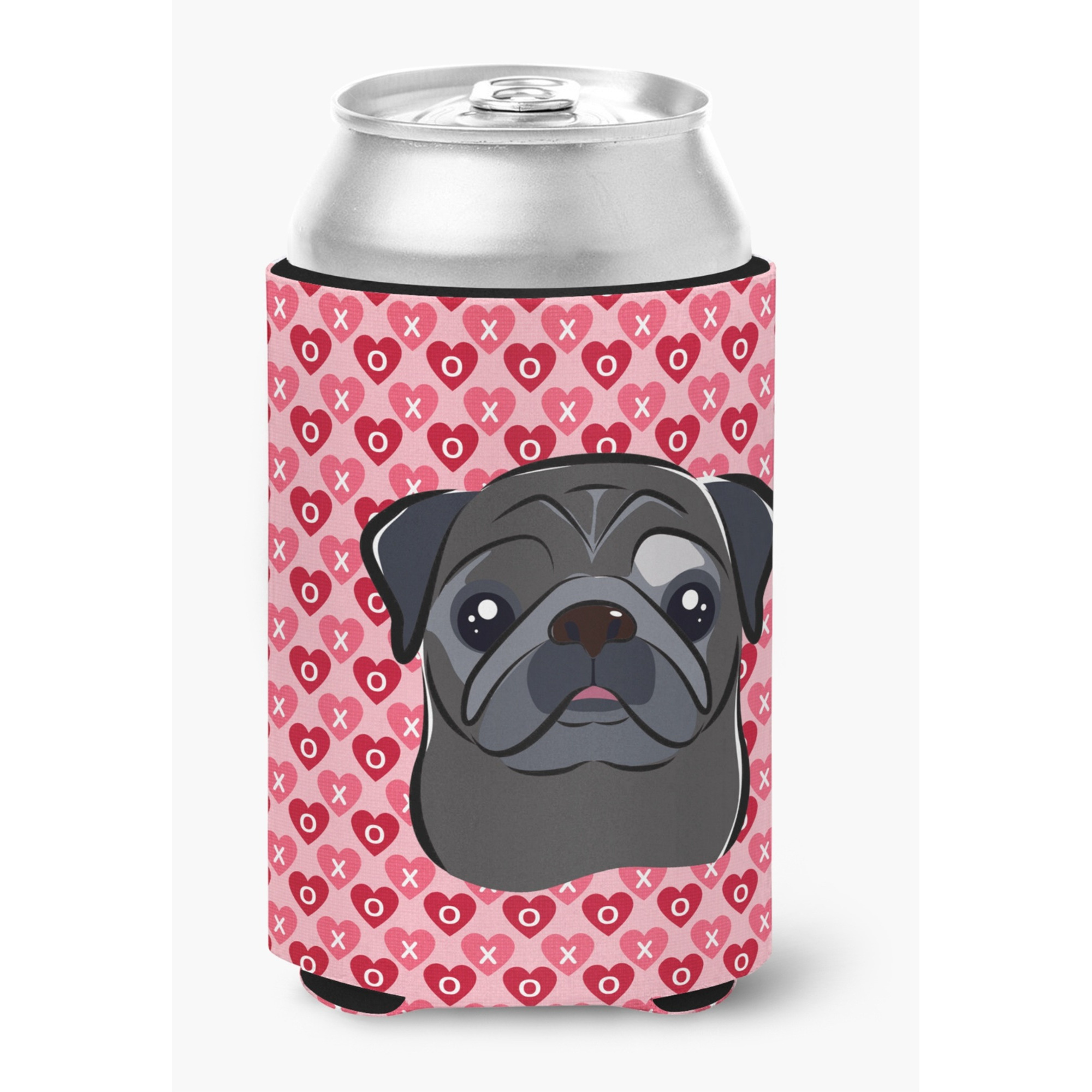 &quotCaroline's Treasures black Pug Hearts Can or Bottle Hugger, Multicolor"