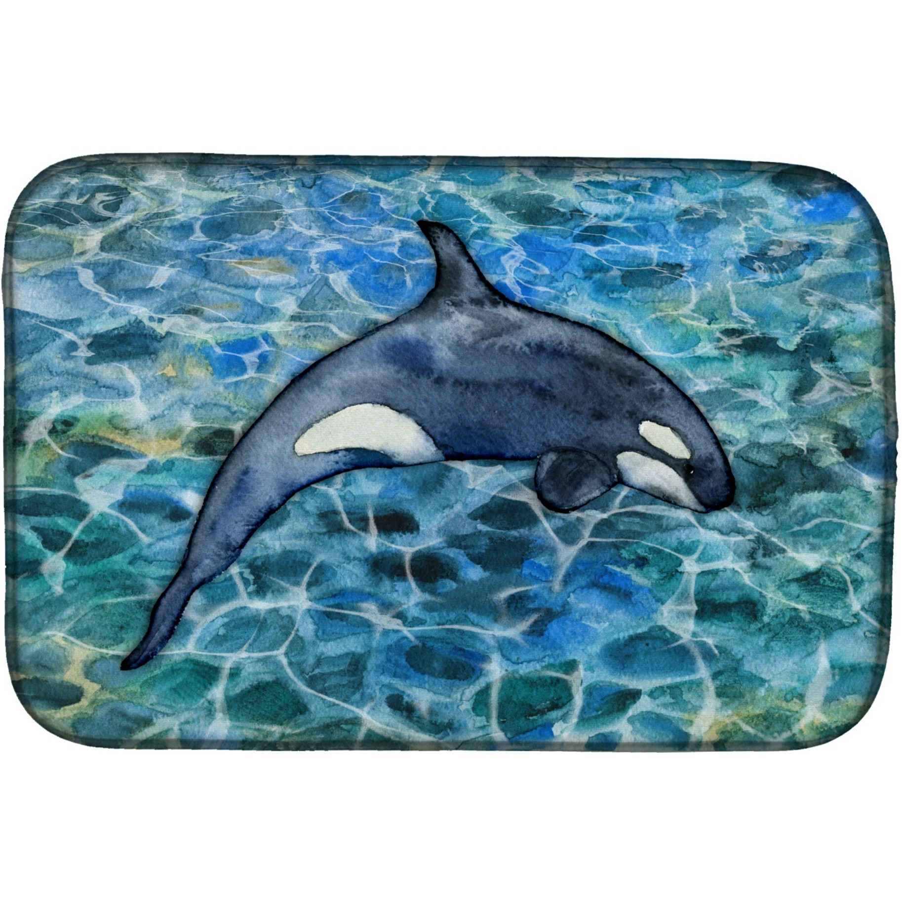 &quotCaroline's Treasures Killer Whale Orca 2 Dish Drying Mat, 14"" x 21"""