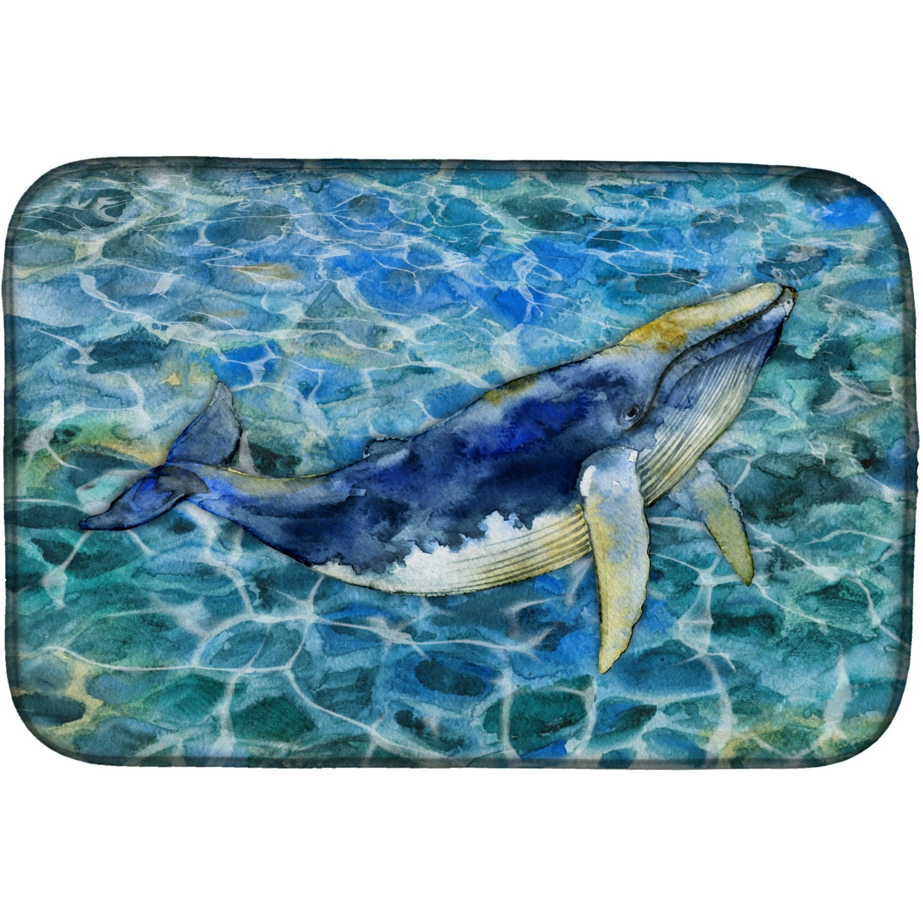 &quotCaroline's Treasures Humpback Whale Dish Drying Mat, 14"" x 21"""