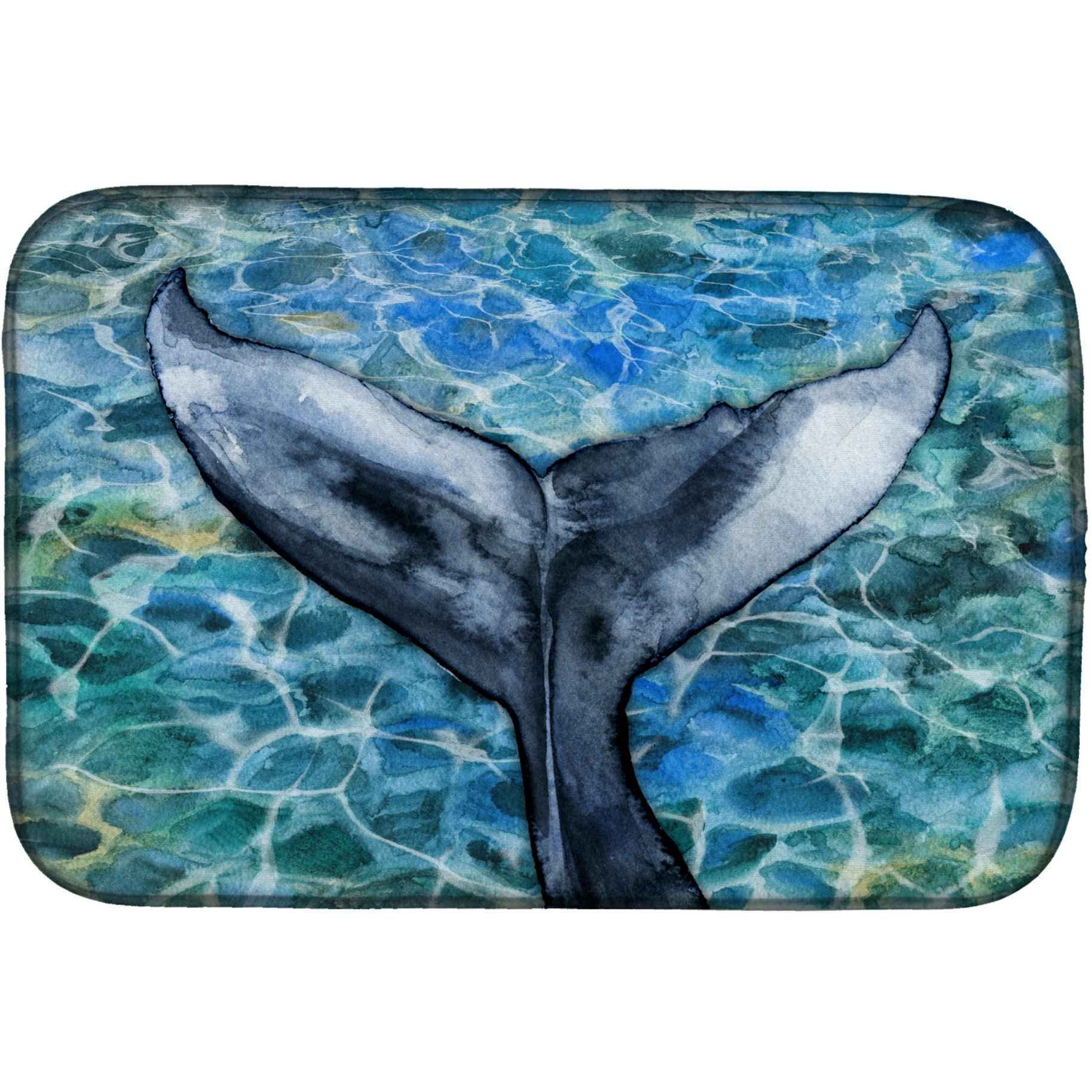 &quotCaroline's Treasures Whale Tail Dish Drying Mat, 14"" x 21"""