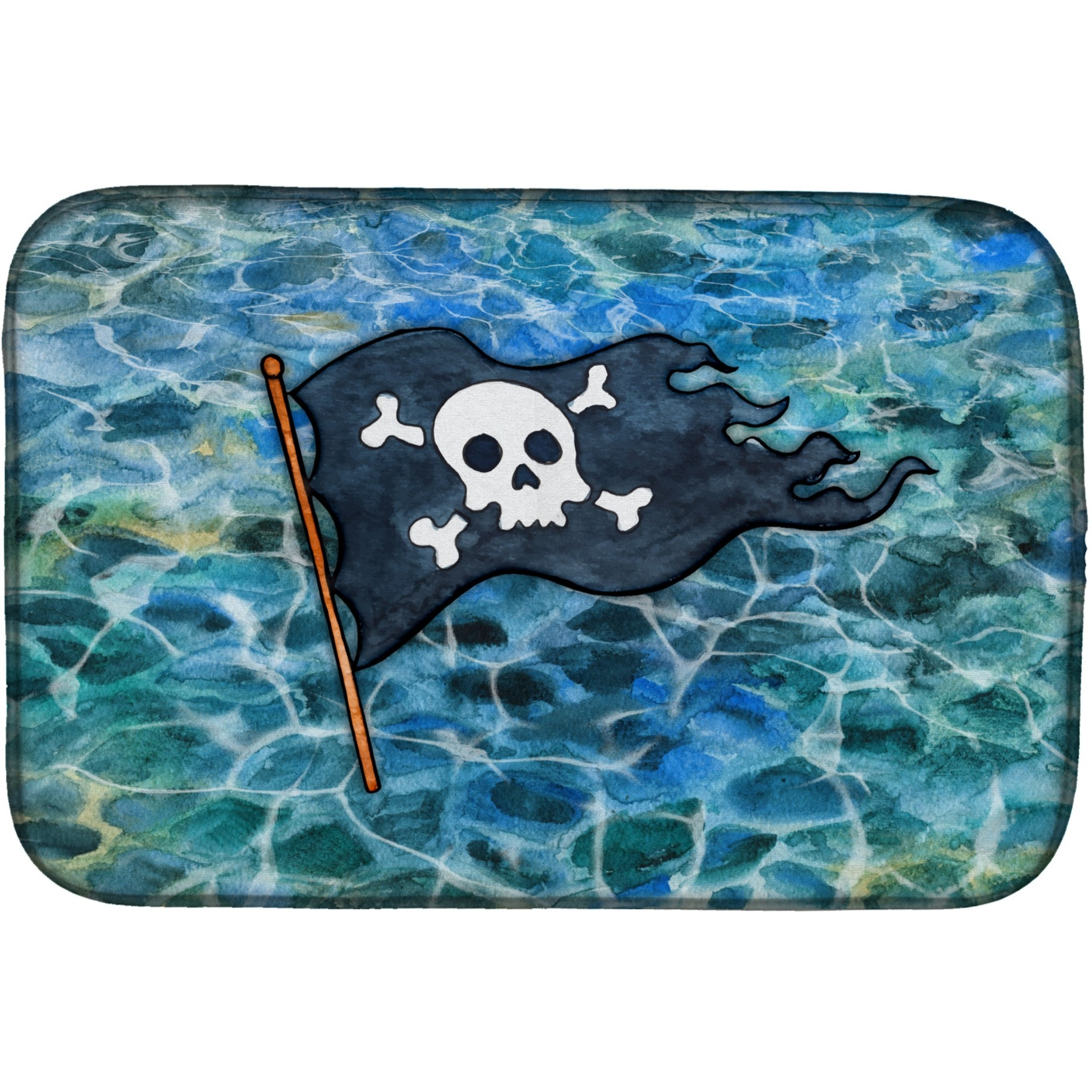 &quotCaroline's Treasures Pirate Flag Dish Drying Mat, 14 x 21, Multicolor"