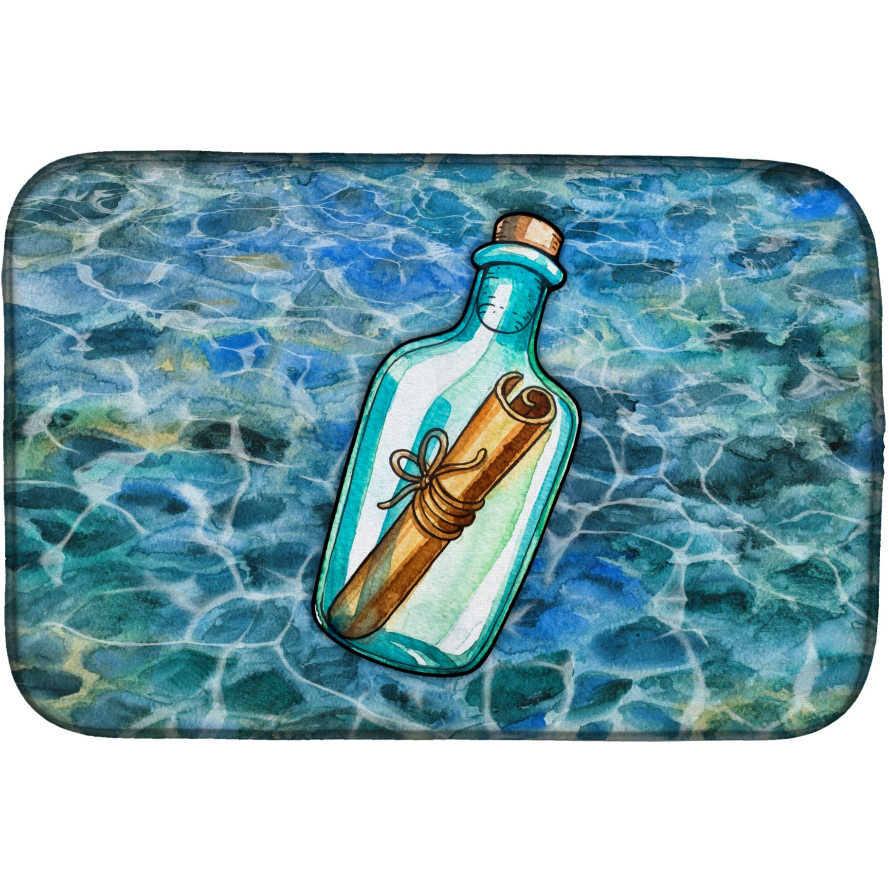 &quotCaroline's Treasures Message In A Bottle Dish Drying Mat, 14"" x 21"""