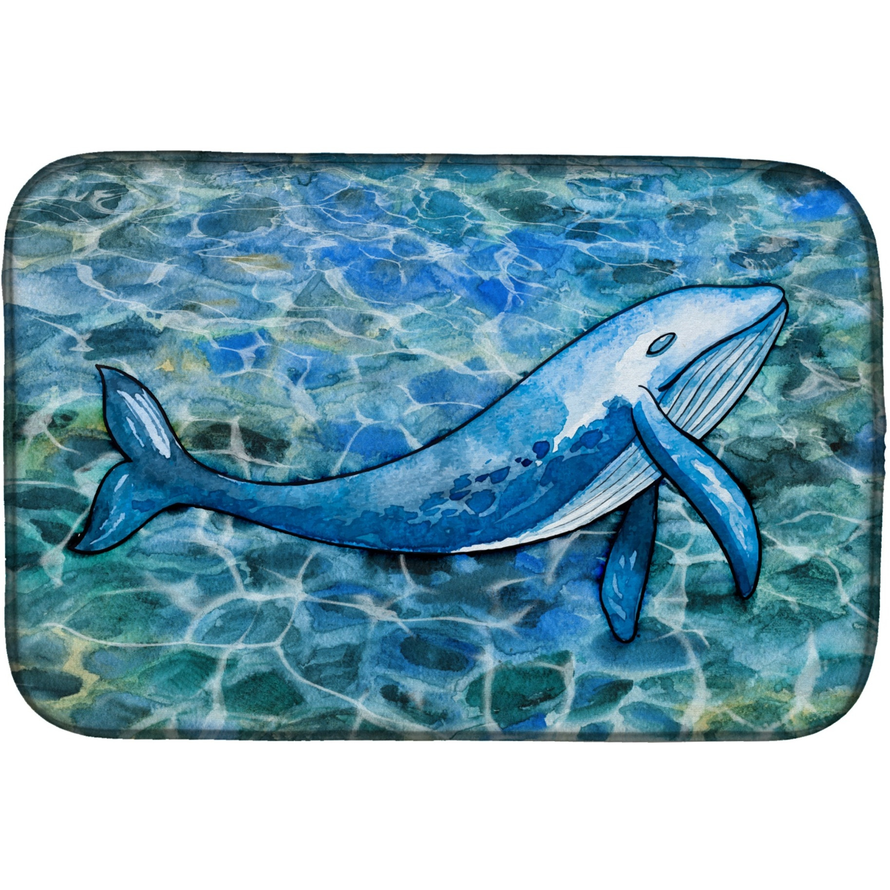 &quotCaroline's Treasures Humpback Whale Dish Drying Mat, 14"" x 21"""