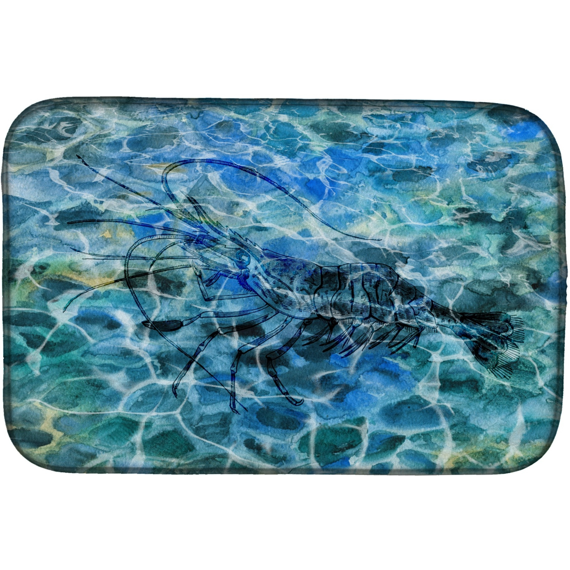 &quotCaroline's Treasures Shrimp Under Water Dish Drying Mat, 14"" x 21"""