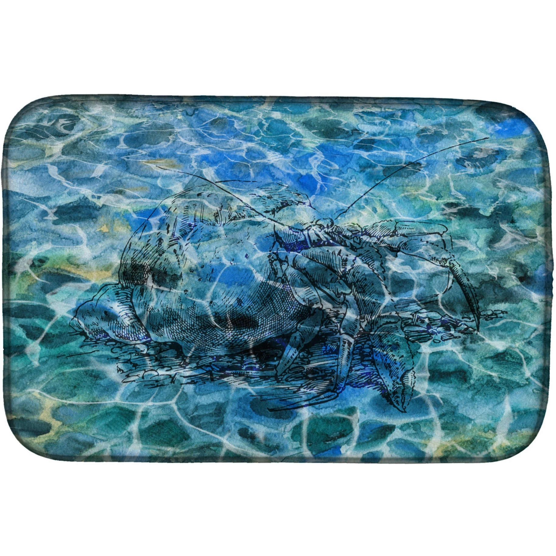 &quotCaroline's Treasures Hermit Crab Under Water Dish Drying Mat, 14"" x 21"", Multicolor"
