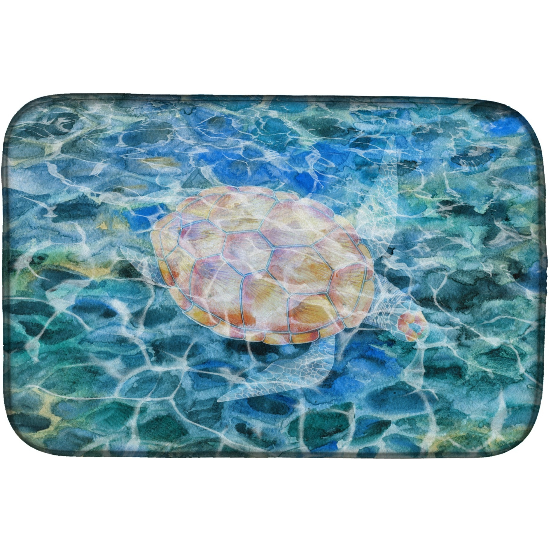 &quotCaroline's Treasures Sea Turtle Under Water Dish Drying Mat, 14"" x 21"""